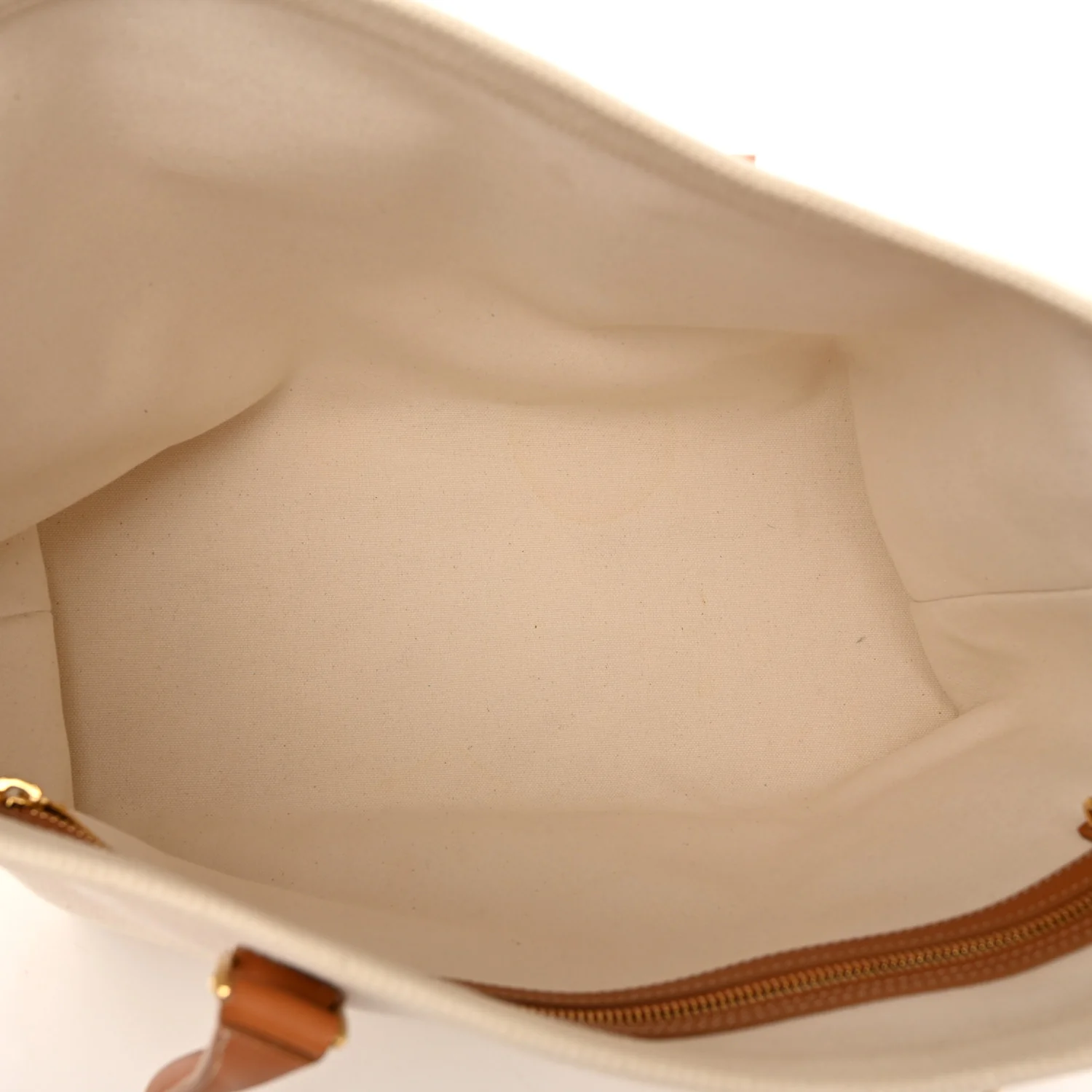 Canvas Calfskin Horizontal Cabas Natural Tan - Image 5