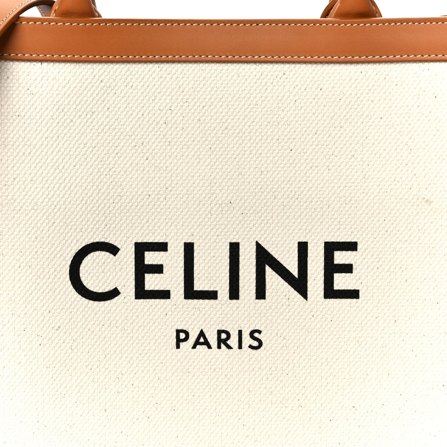Canvas Calfskin Logo Print Small Vertical Cabas Natural Tan - Image 8