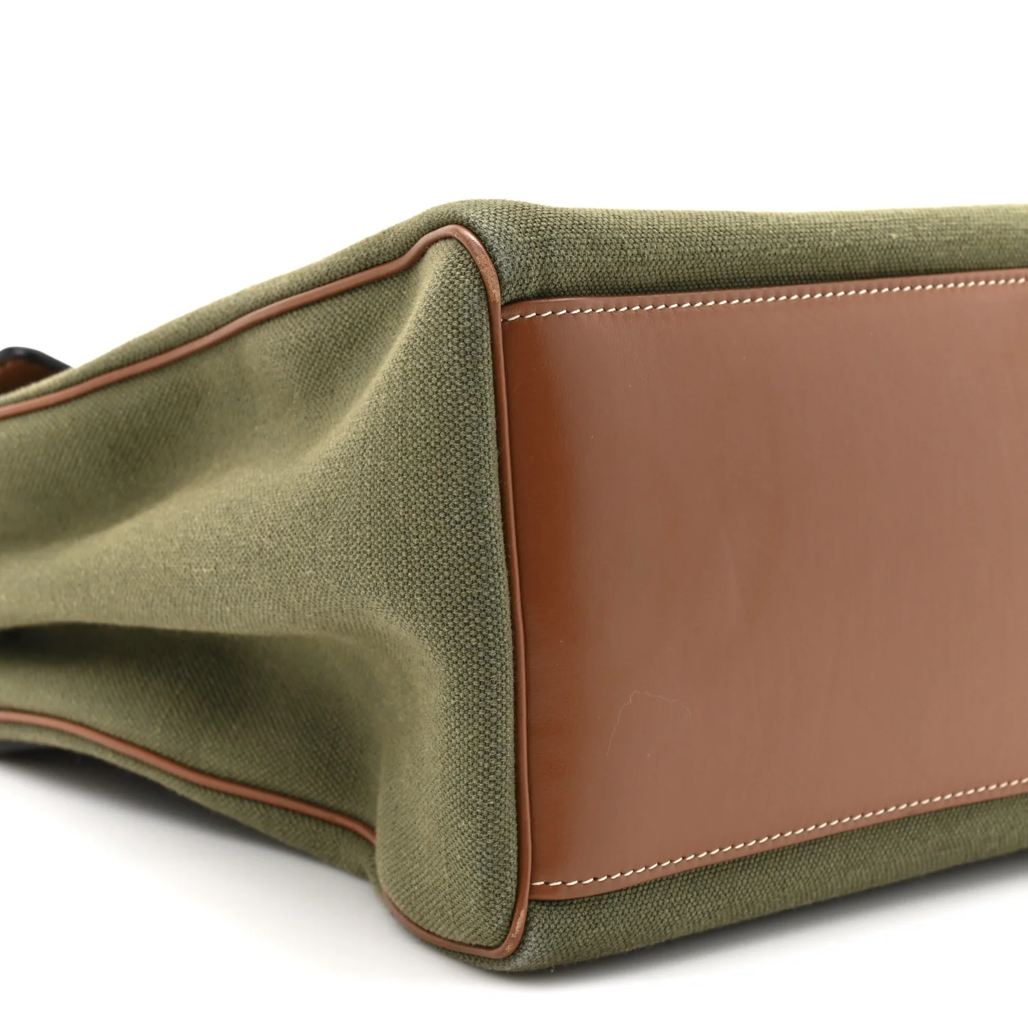 Canvas Calfskin Medium Soft 16 Top Handle Bag Khaki Tan - Image 10