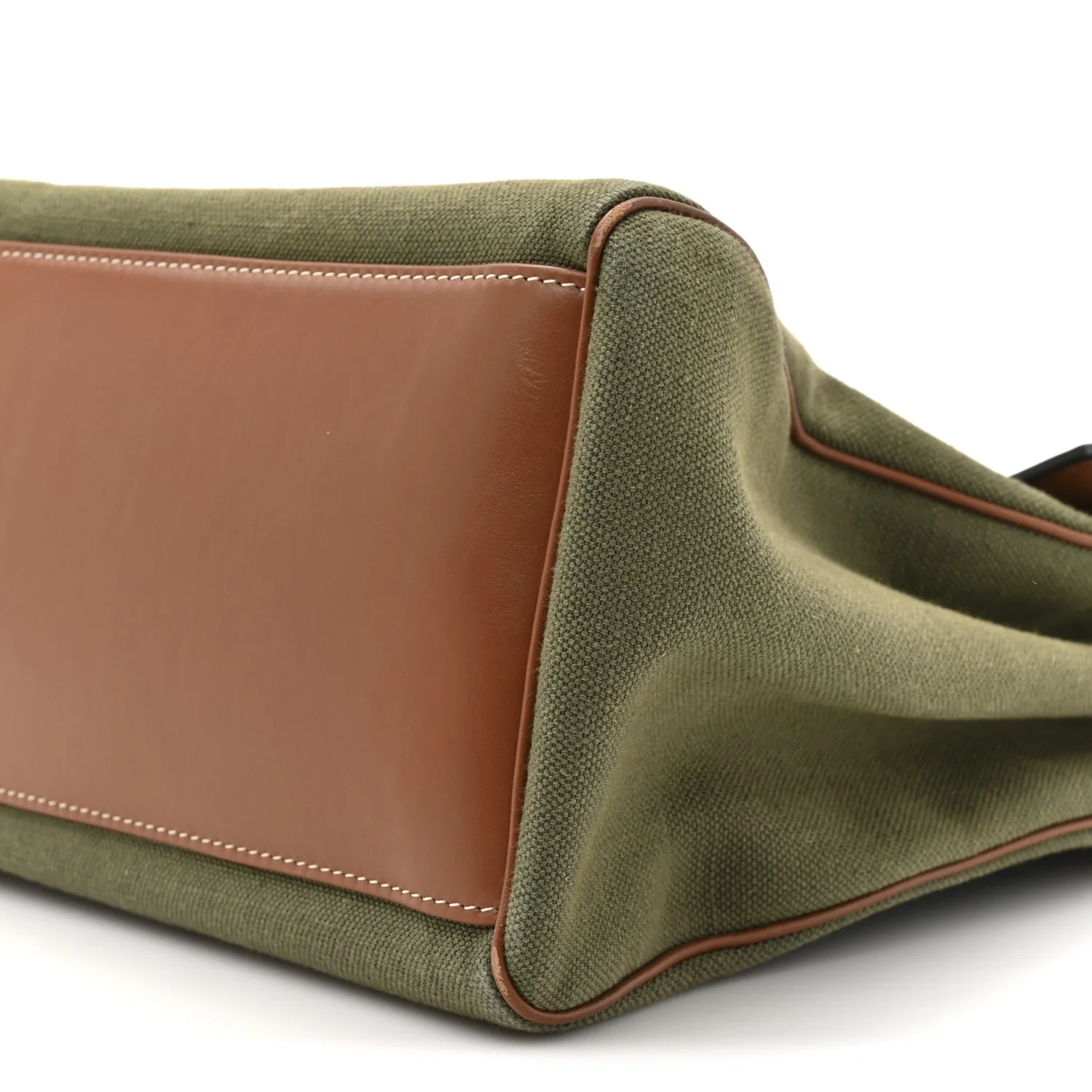 Canvas Calfskin Medium Soft 16 Top Handle Bag Khaki Tan - Image 11