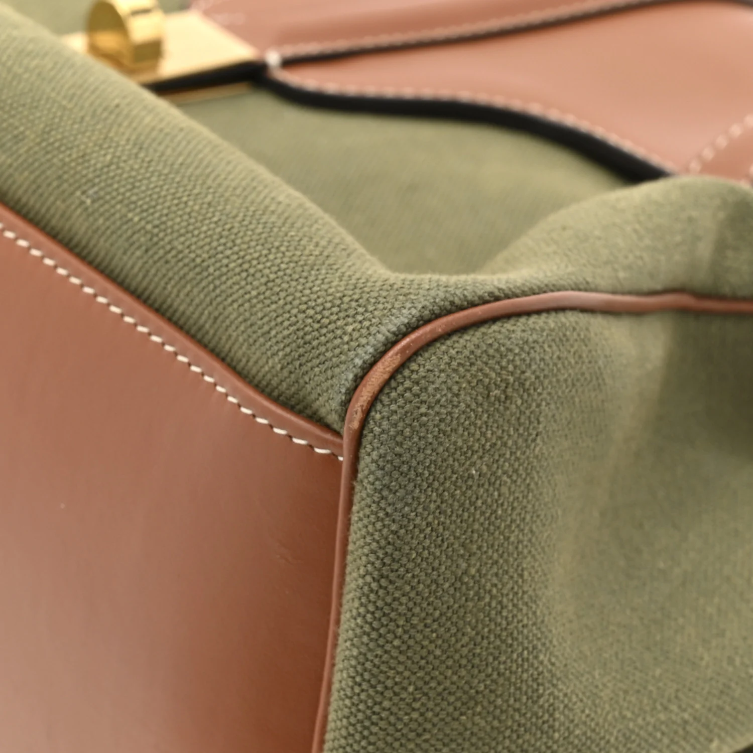 Canvas Calfskin Medium Soft 16 Top Handle Bag Khaki Tan - Image 13