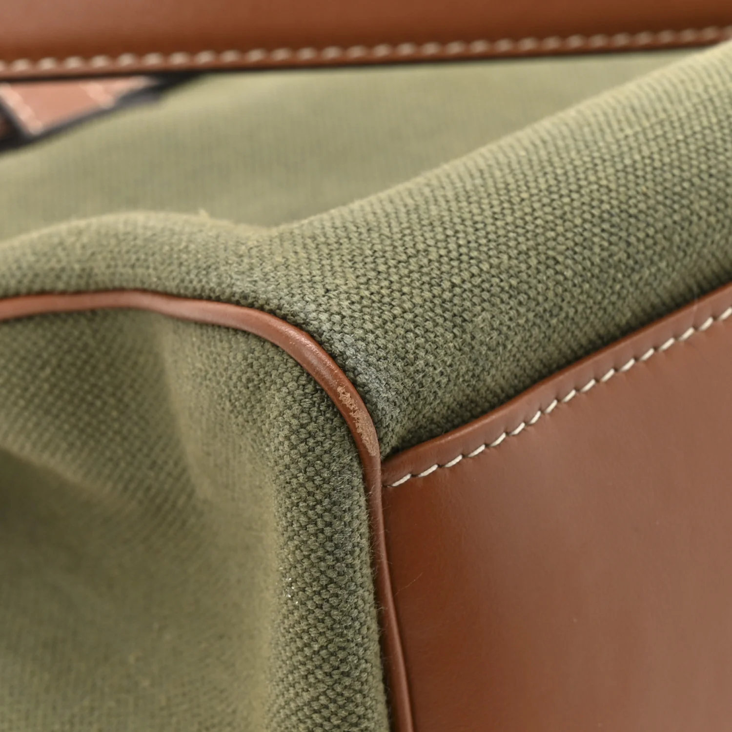 Canvas Calfskin Medium Soft 16 Top Handle Bag Khaki Tan - Image 14