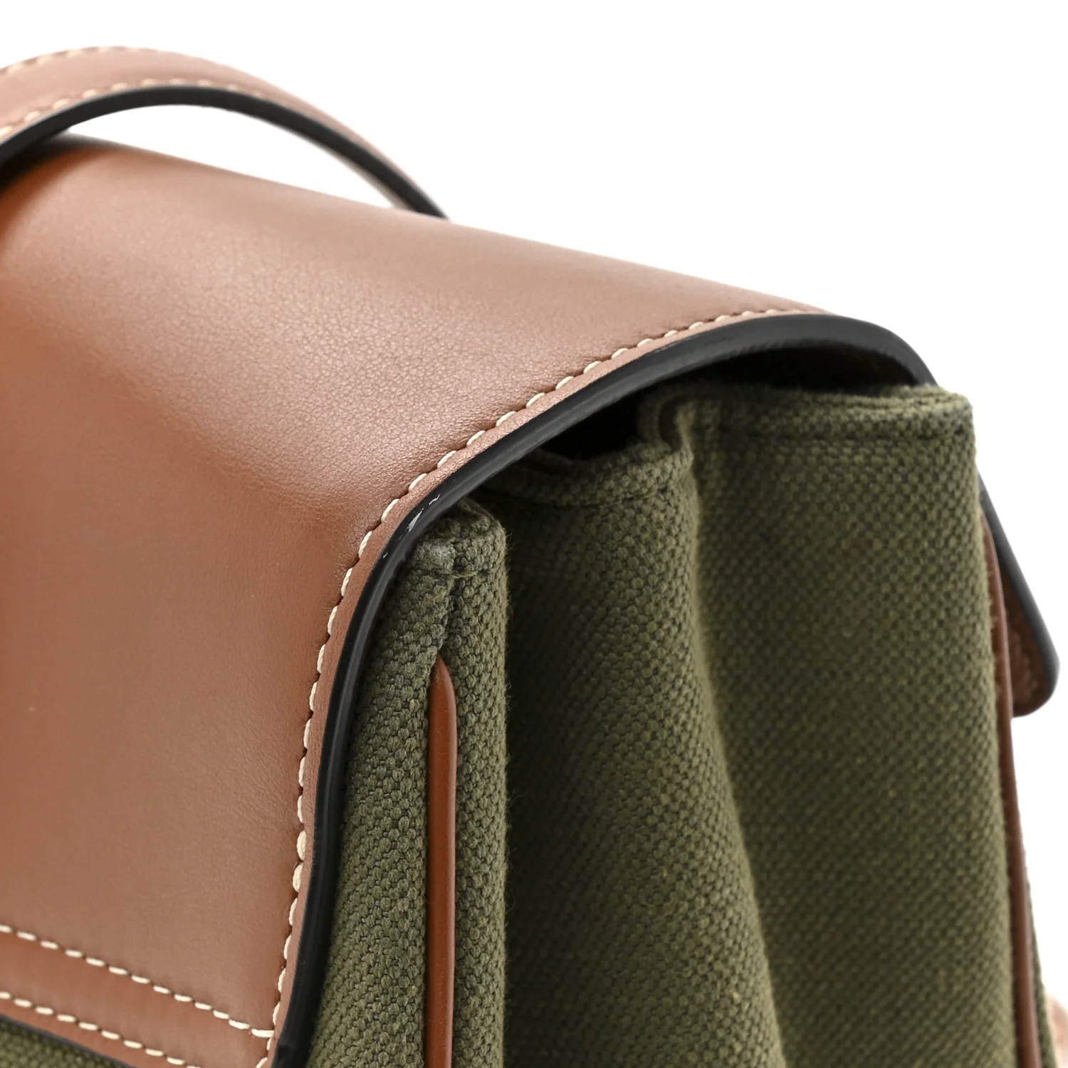 Canvas Calfskin Medium Soft 16 Top Handle Bag Khaki Tan - Image 16
