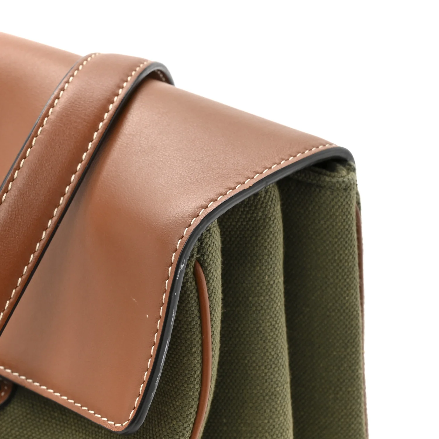 Canvas Calfskin Medium Soft 16 Top Handle Bag Khaki Tan - Image 17