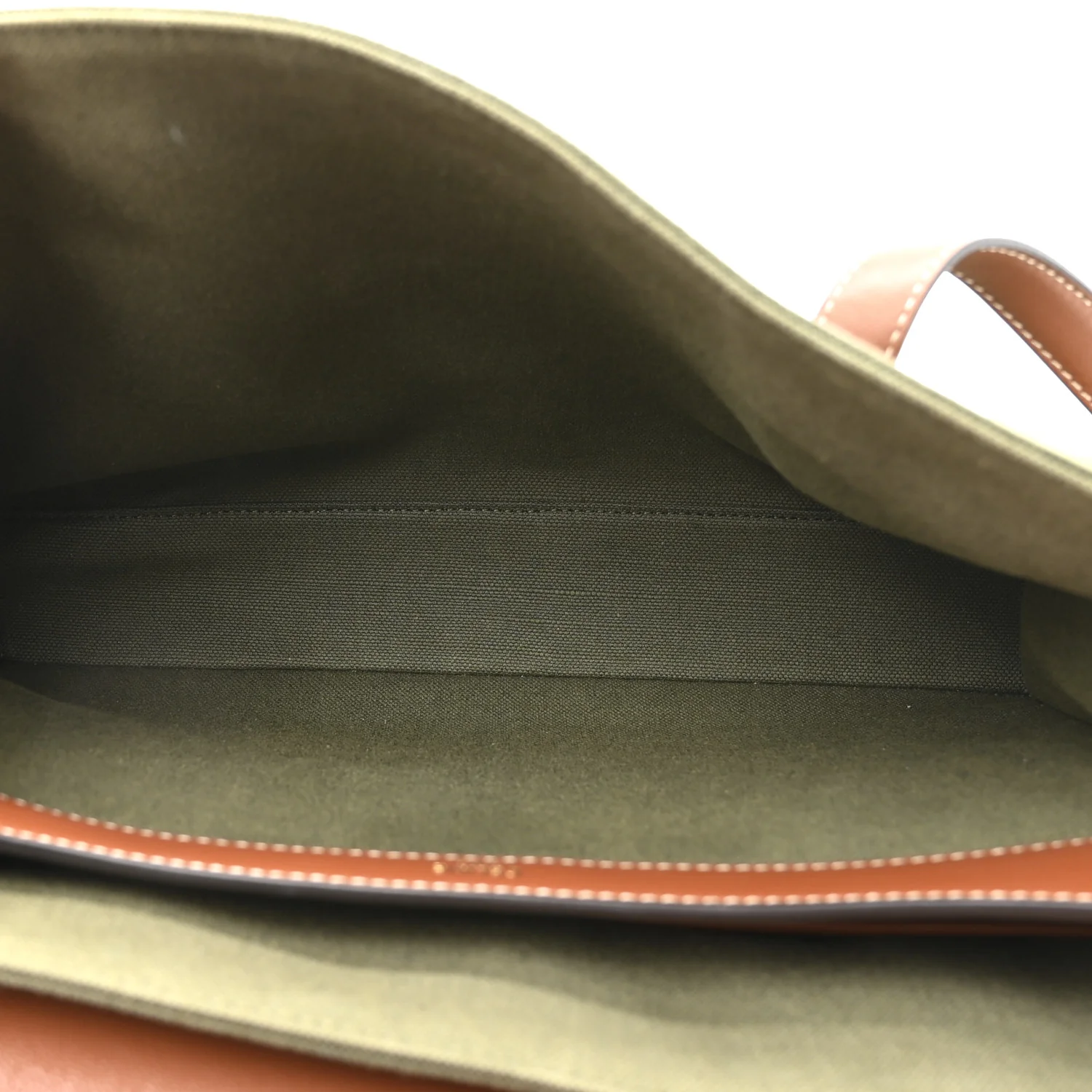Canvas Calfskin Medium Soft 16 Top Handle Bag Khaki Tan - Image 5