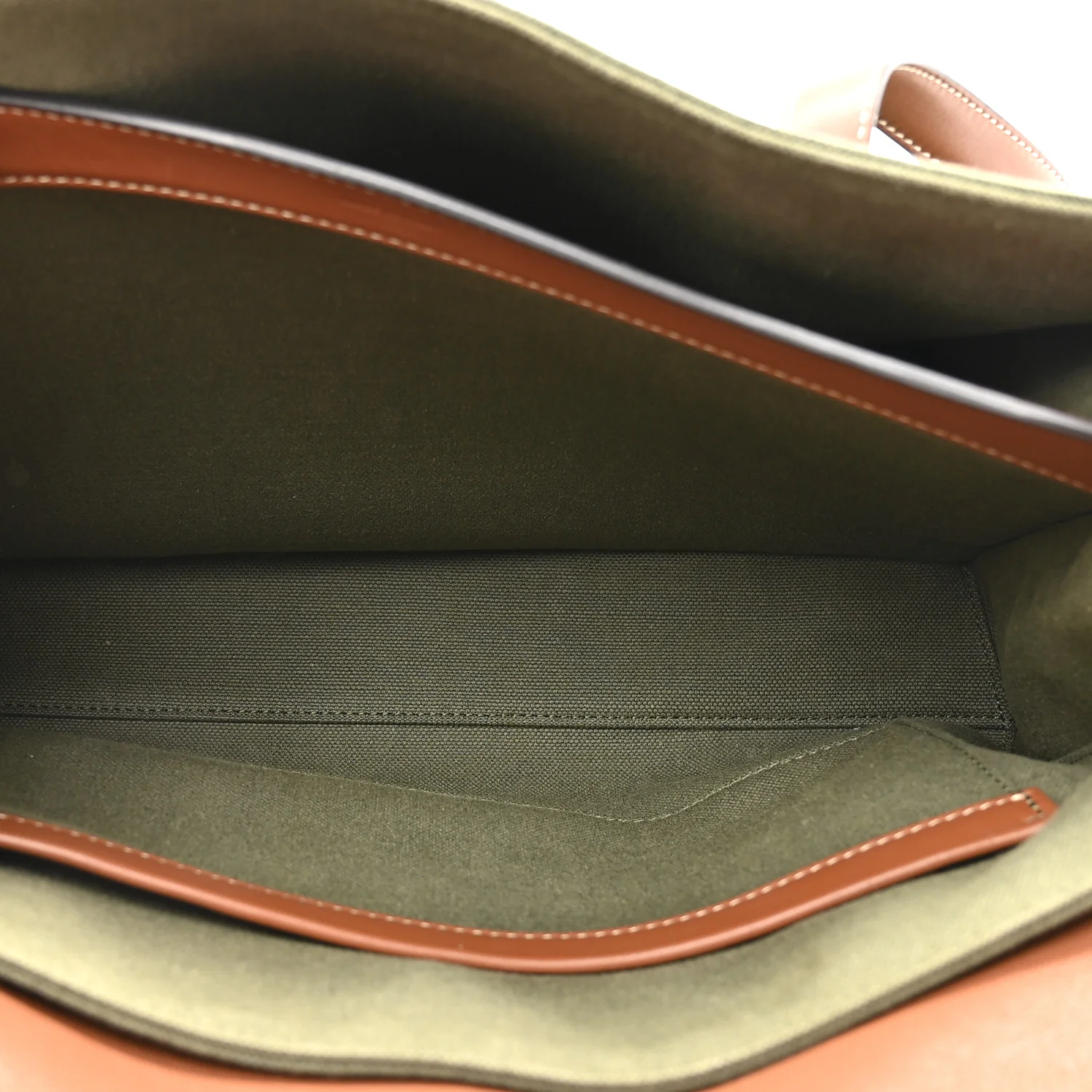 Canvas Calfskin Medium Soft 16 Top Handle Bag Khaki Tan - Image 6