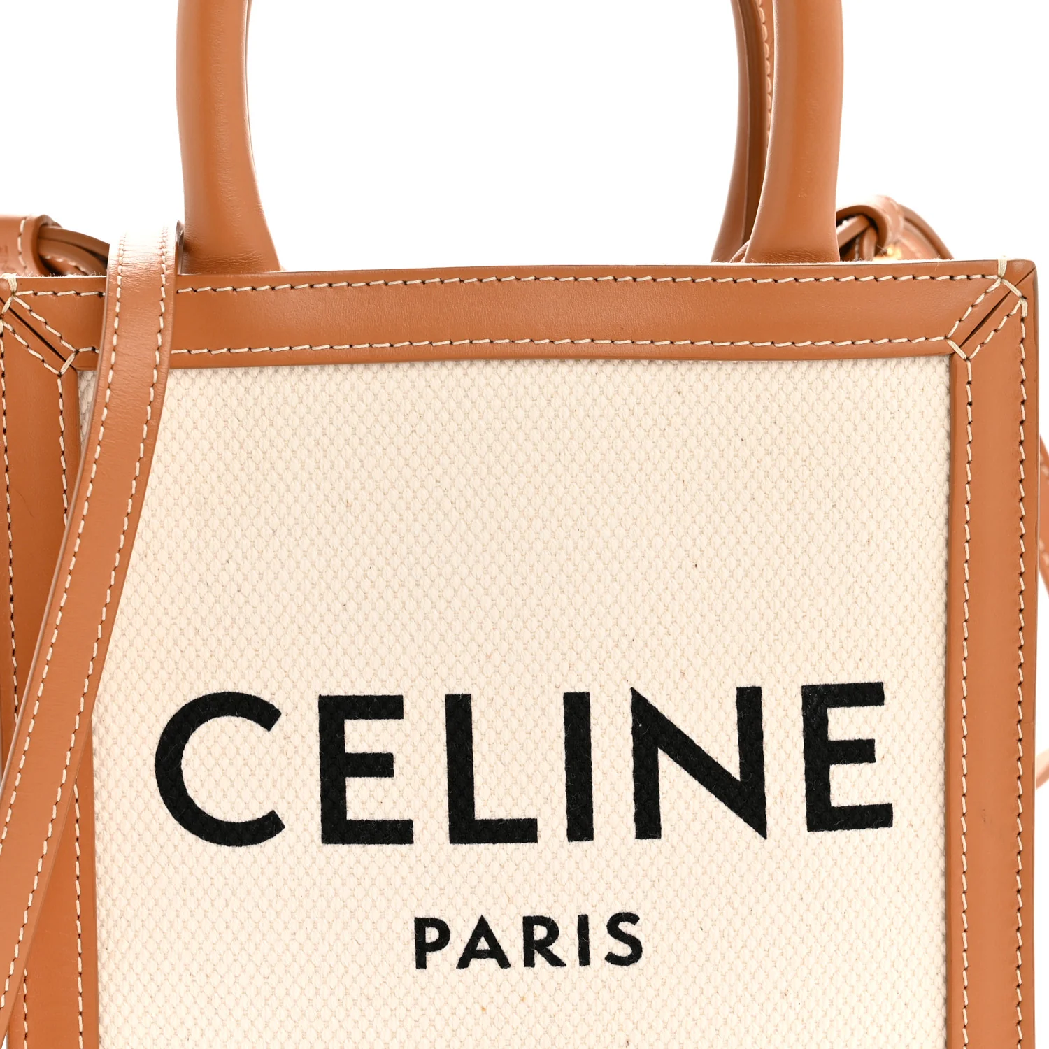 Canvas Calfskin Mini Vertical Cabas Natural Tan - Image 9