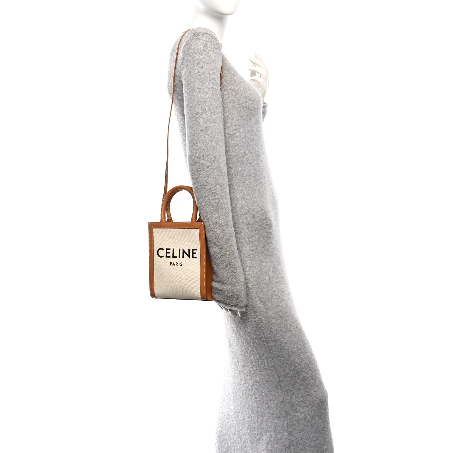 Canvas Calfskin Mini Vertical Cabas Natural Tan - Image 2