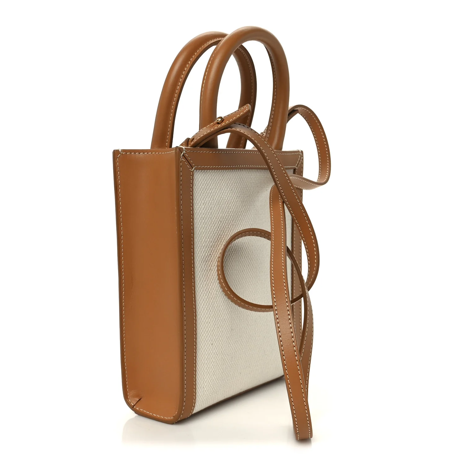 Canvas Calfskin Mini Vertical Cabas Natural Tan - Image 3