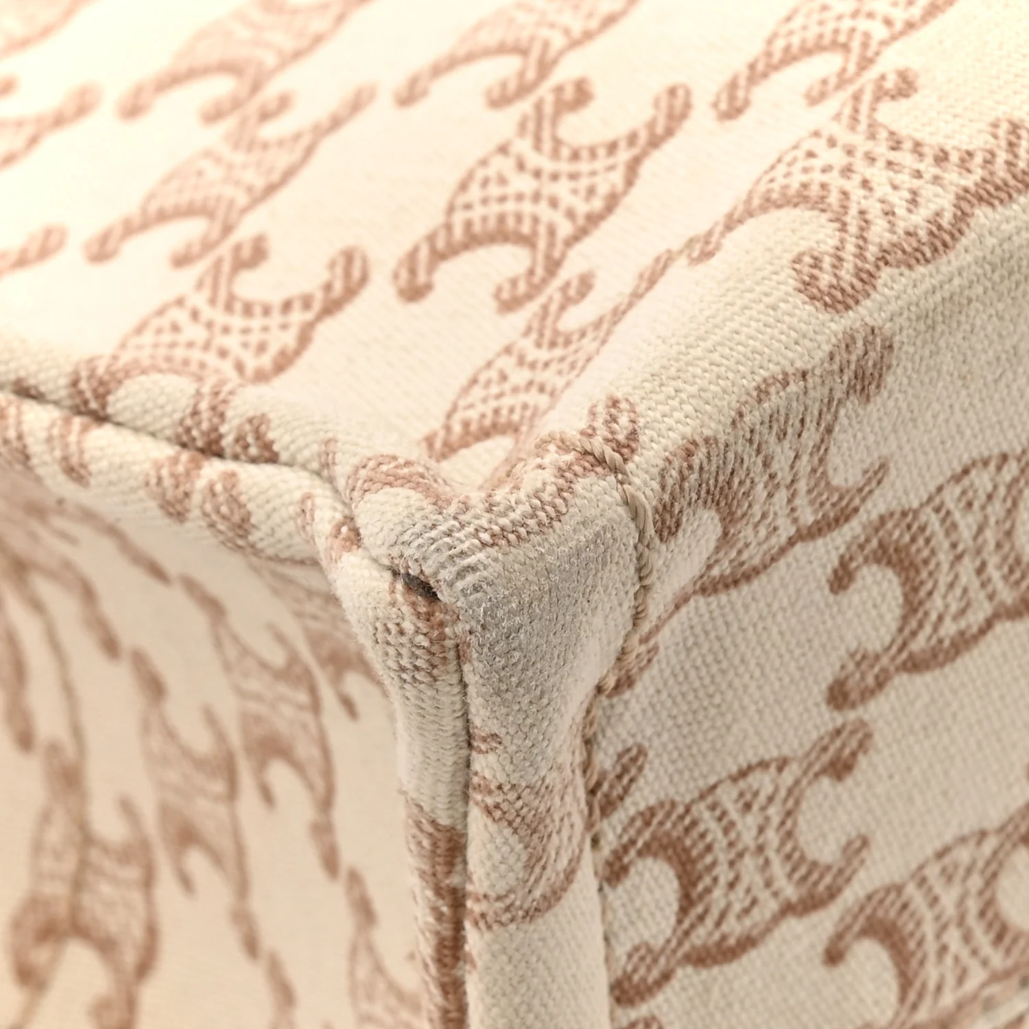 Canvas Calfskin Triomphe Print Small Cabas Thais White - Image 11