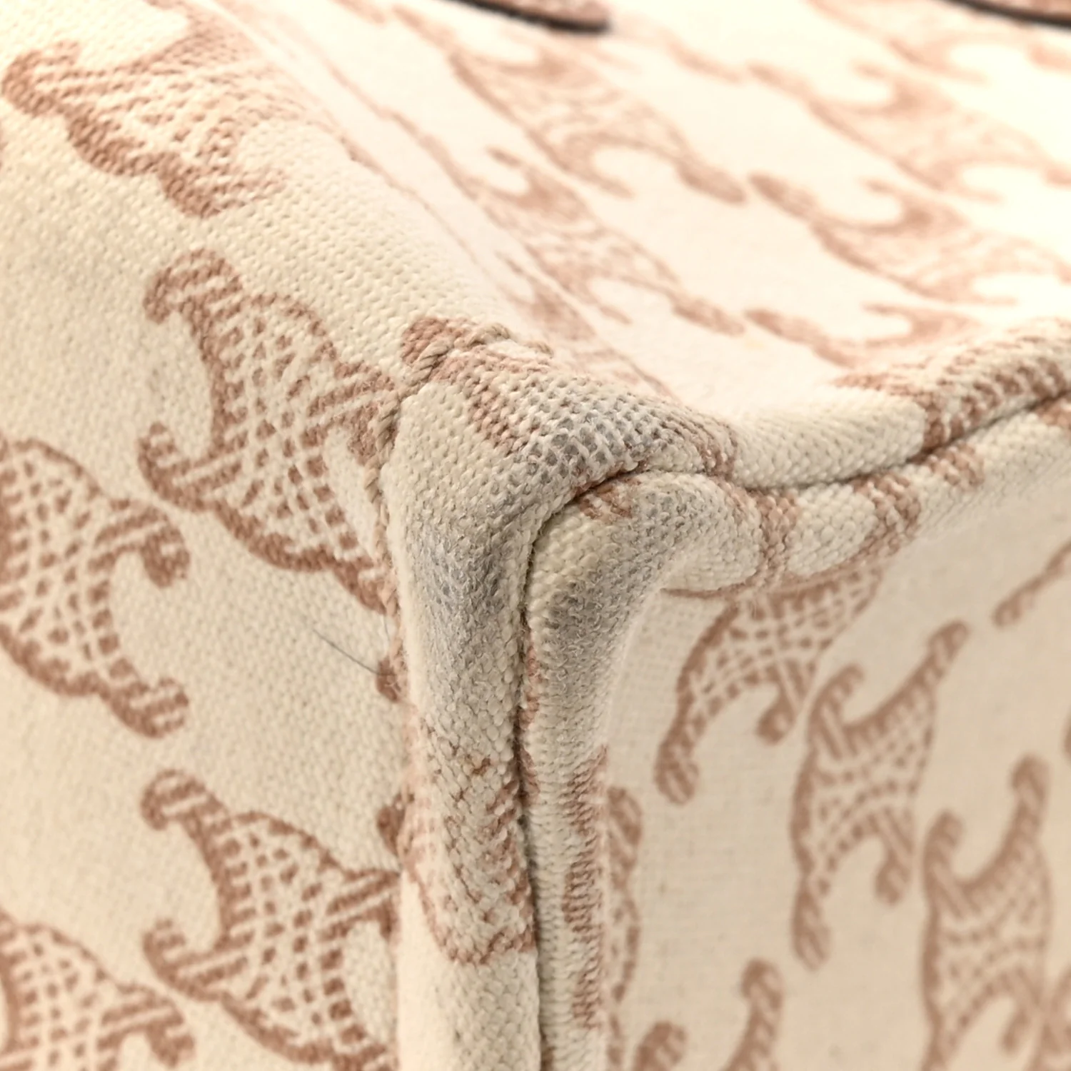 Canvas Calfskin Triomphe Print Small Cabas Thais White - Image 12