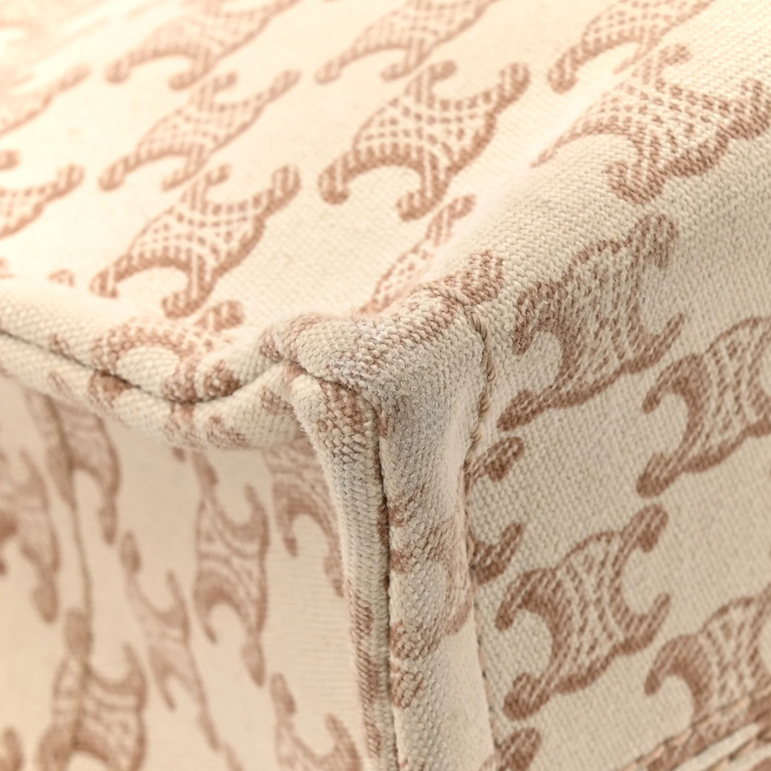 Canvas Calfskin Triomphe Print Small Cabas Thais White - Image 13