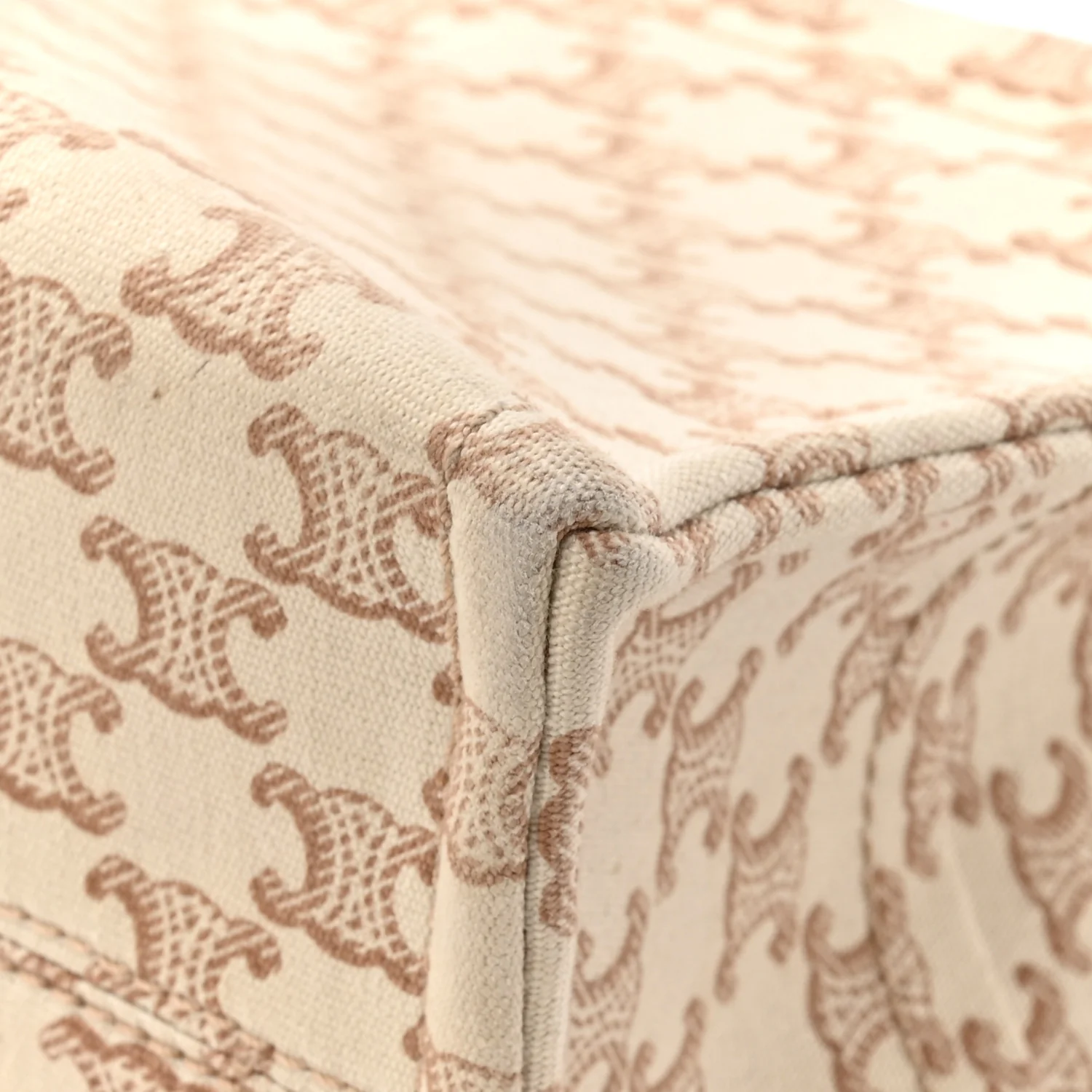 Canvas Calfskin Triomphe Print Small Cabas Thais White - Image 14