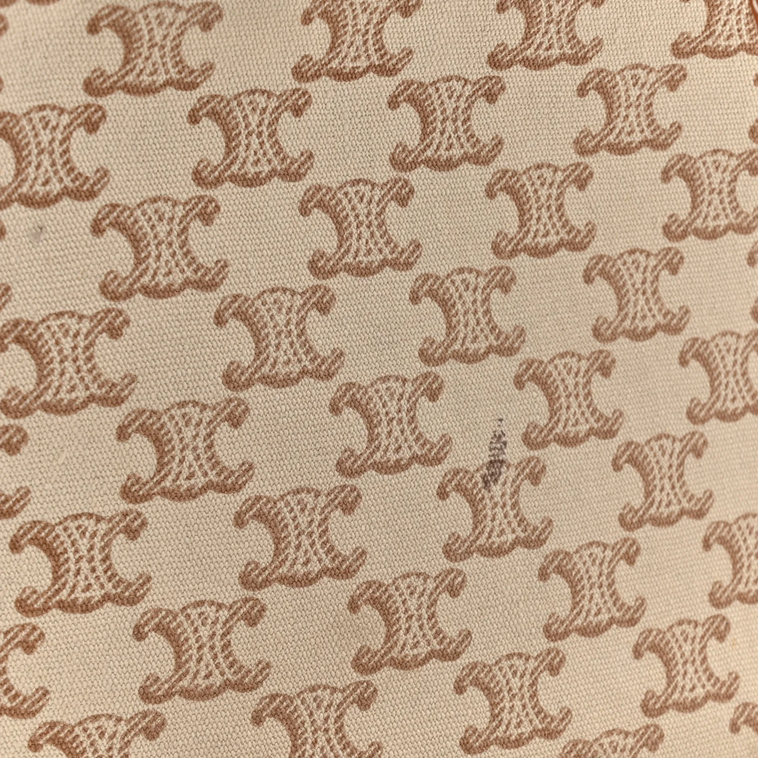Canvas Calfskin Triomphe Print Small Cabas Thais White - Image 15