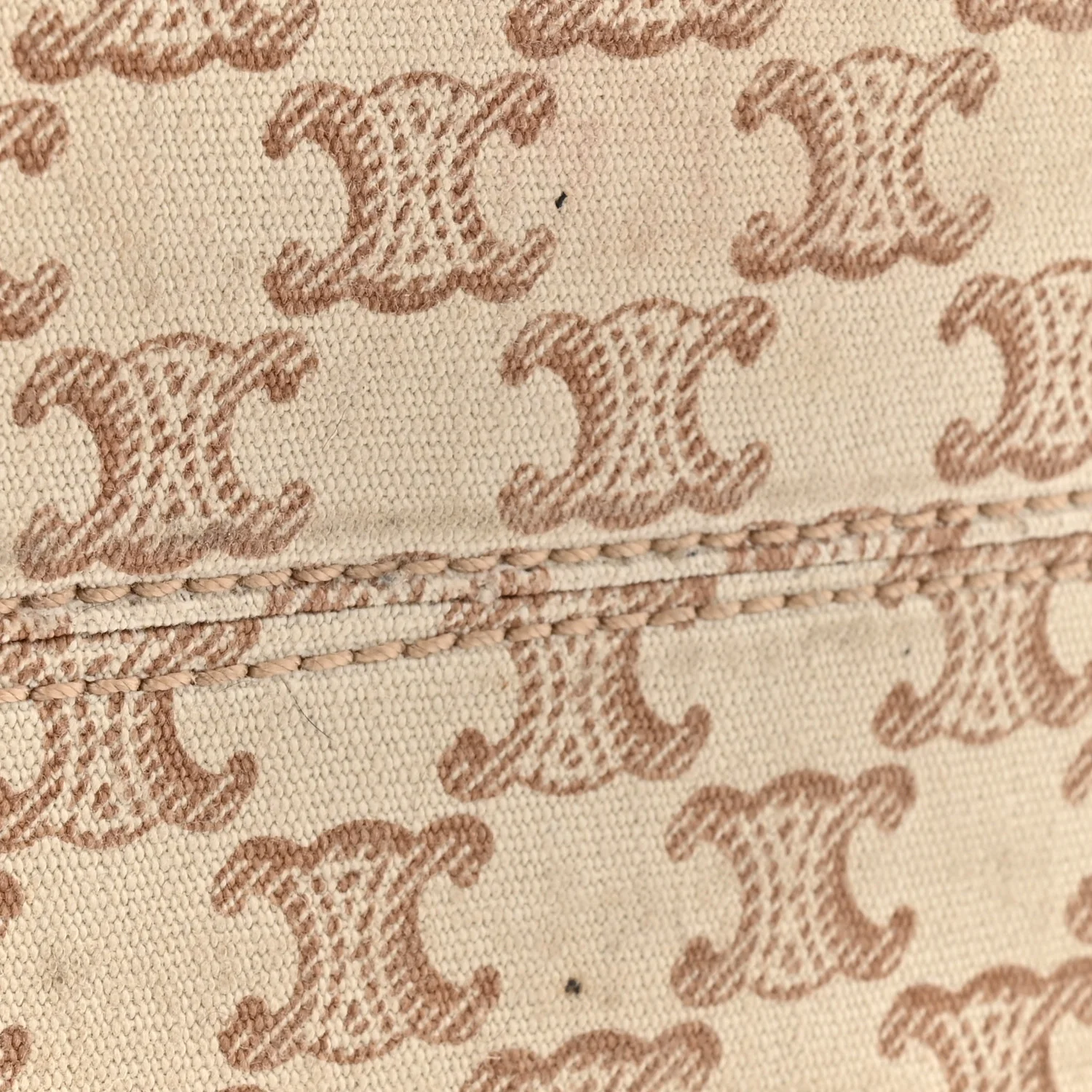 Canvas Calfskin Triomphe Print Small Cabas Thais White - Image 16