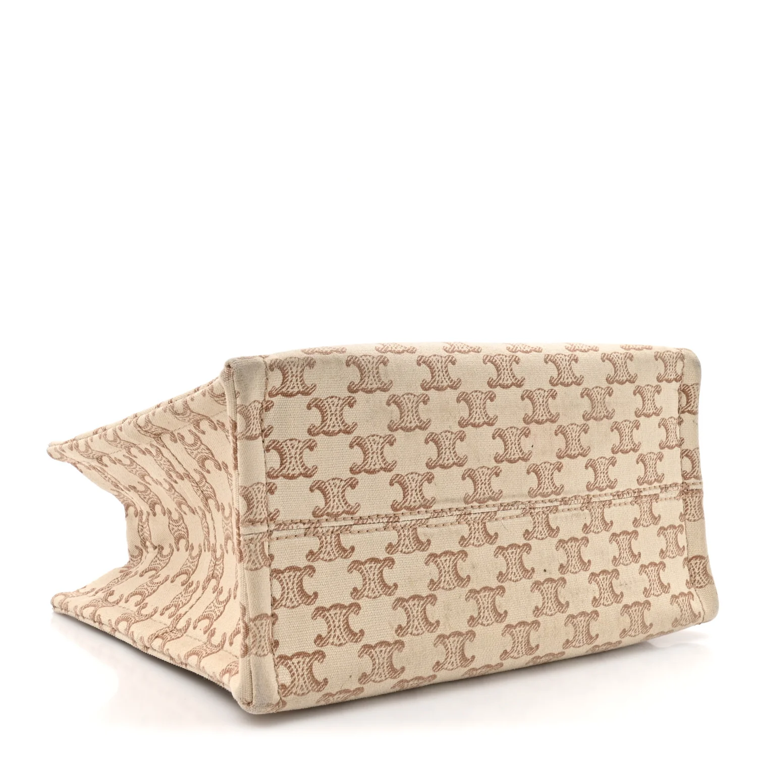 Canvas Calfskin Triomphe Print Small Cabas Thais White - Image 4