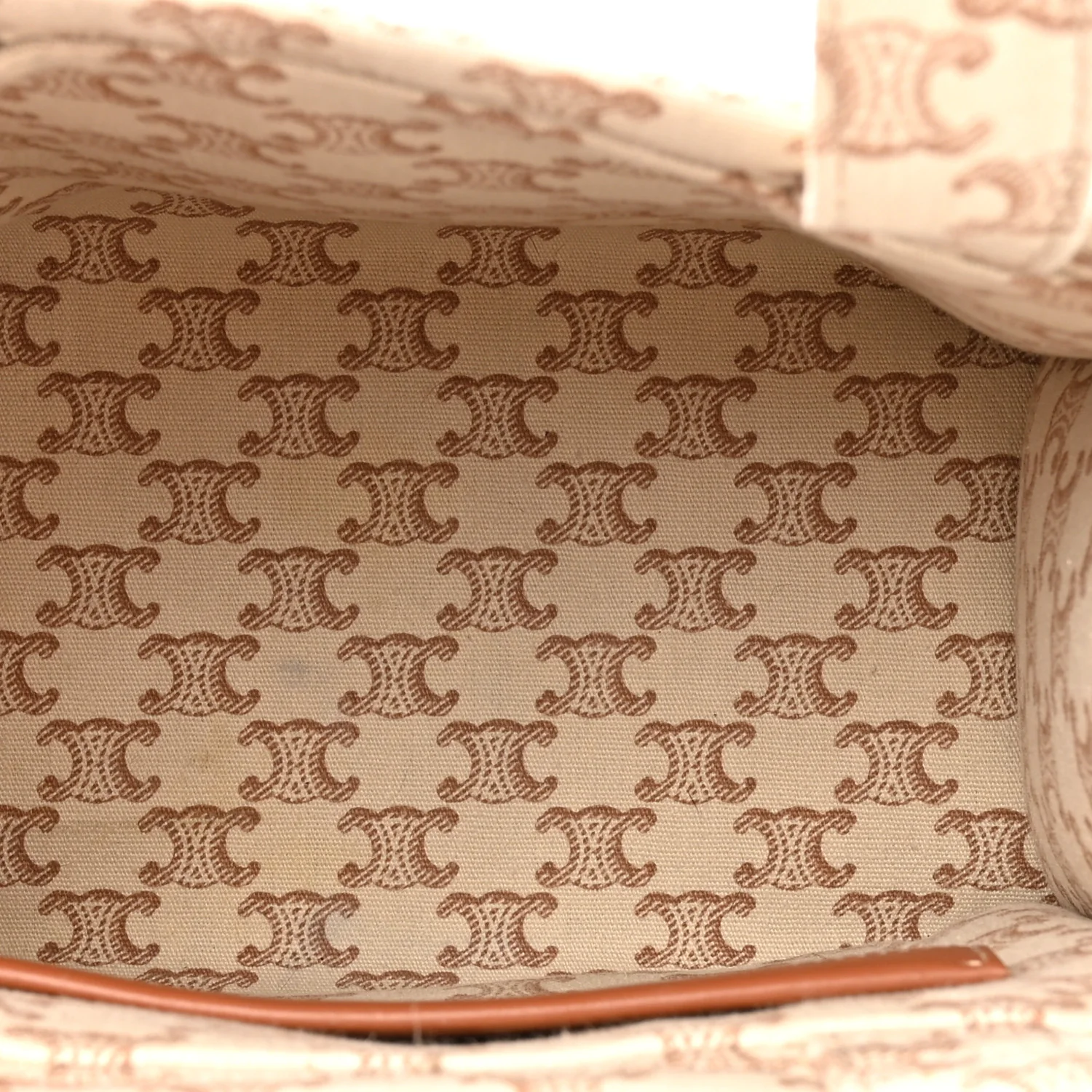 Canvas Calfskin Triomphe Print Small Cabas Thais White - Image 5