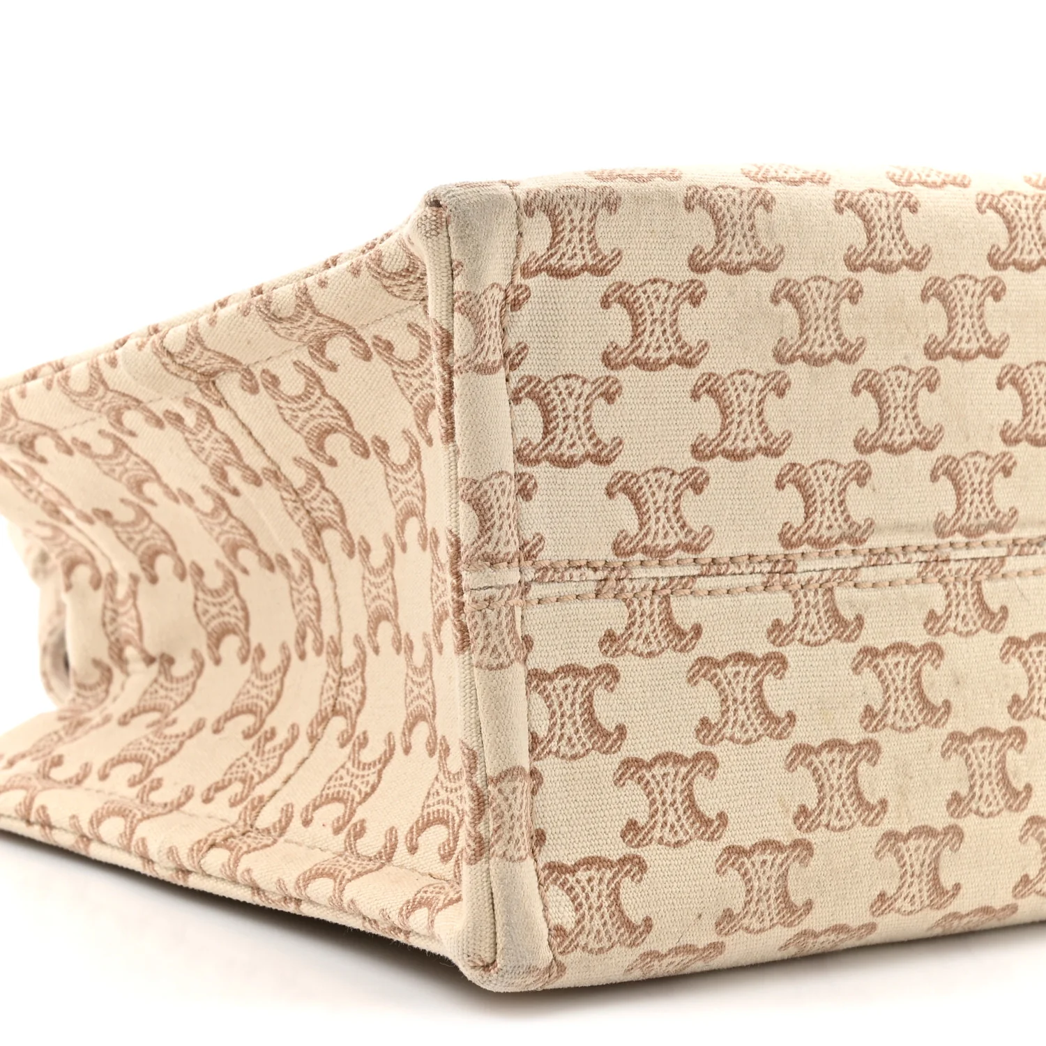 Canvas Calfskin Triomphe Print Small Cabas Thais White - Image 9