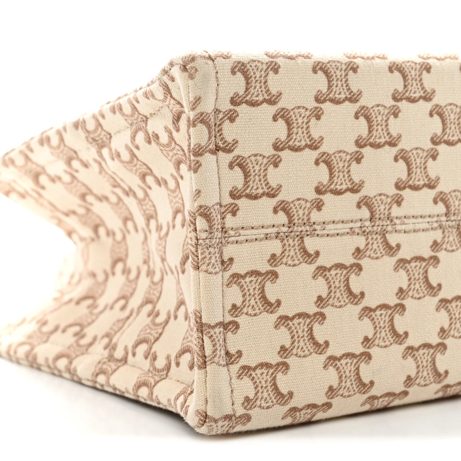 Canvas Calfskin Triomphe Print Small Cabas Thais White - Image 10