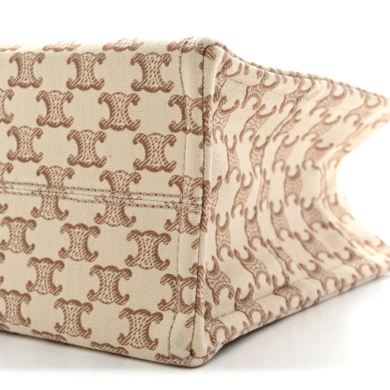 Canvas Calfskin Triomphe Print Small Cabas Thais White - Image 11