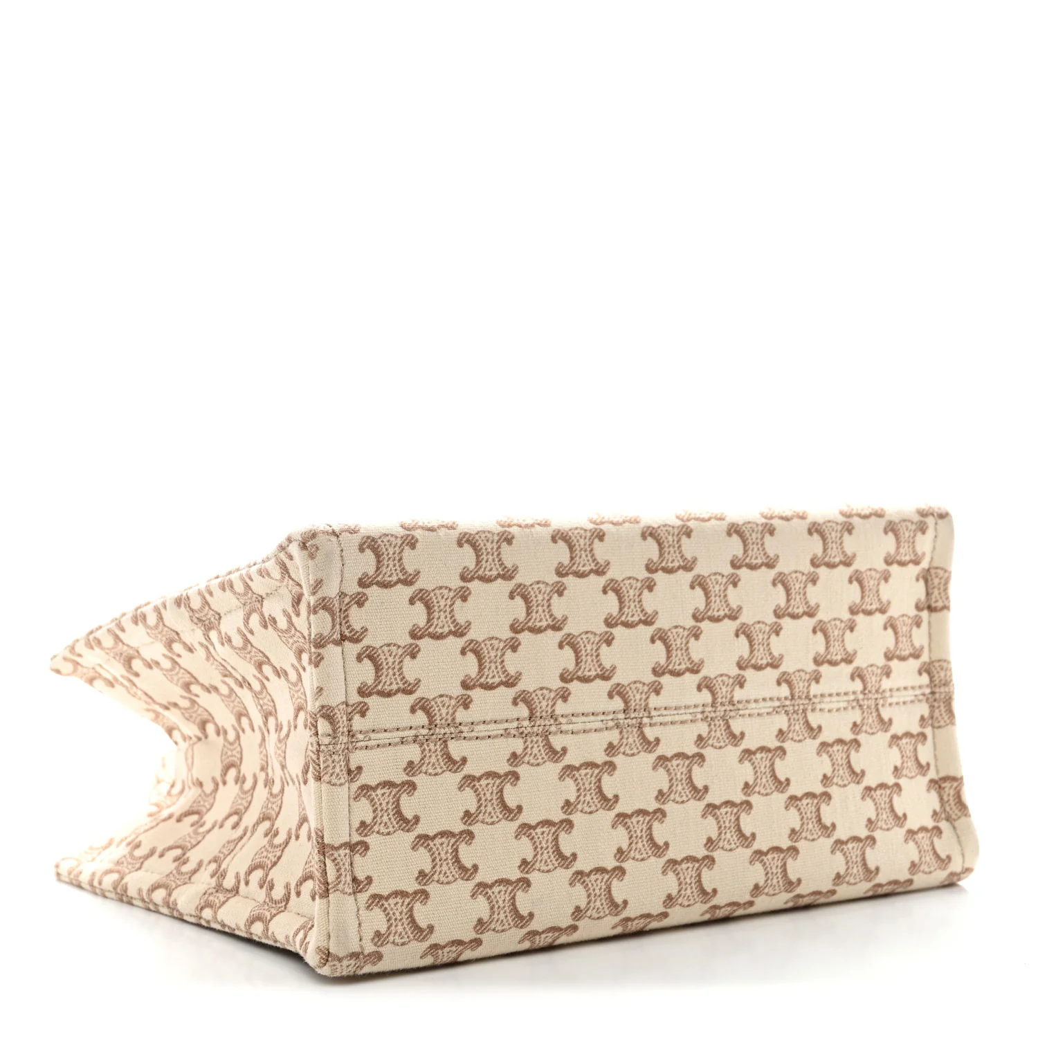 Canvas Calfskin Triomphe Print Small Cabas Thais White - Image 4