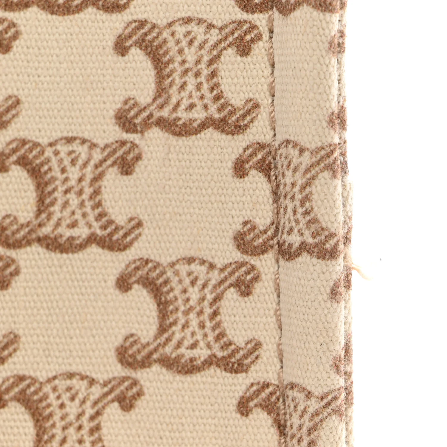 Canvas Calfskin Triomphe Print Small Cabas Thais White - Image 9
