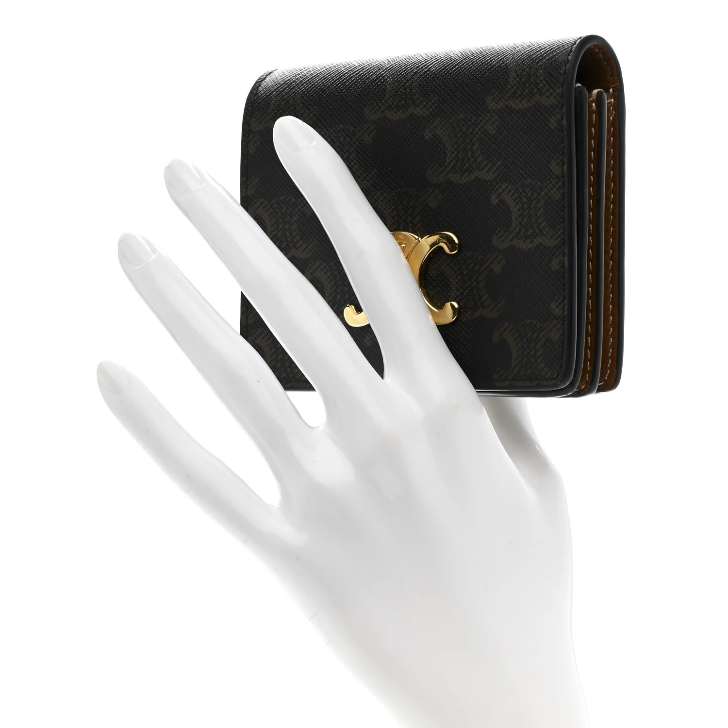 Canvas Triomphe Compact Wallet Tan - Image 2