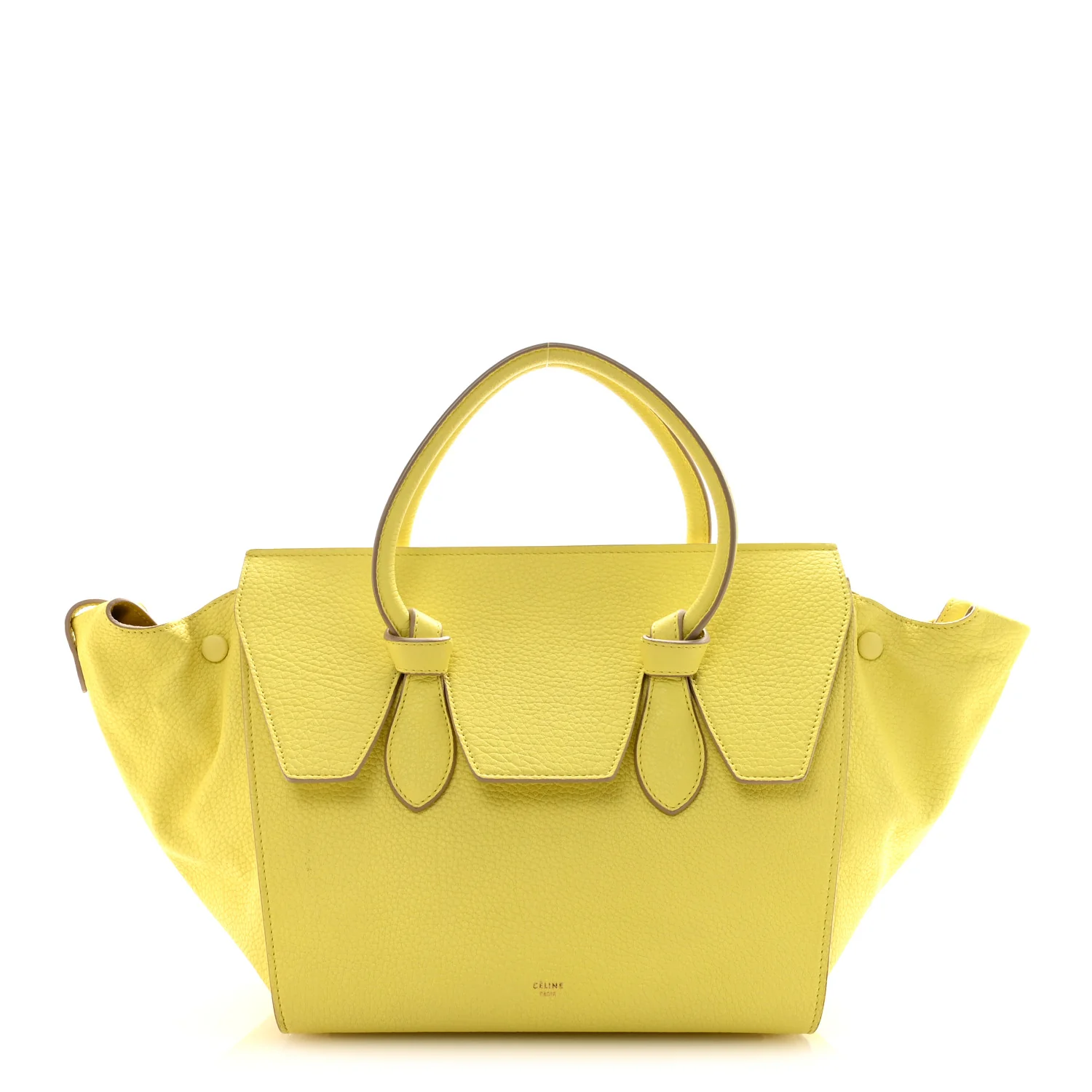 Crisped Calfskin Mini Tie Knot Tote Fluo Yellow