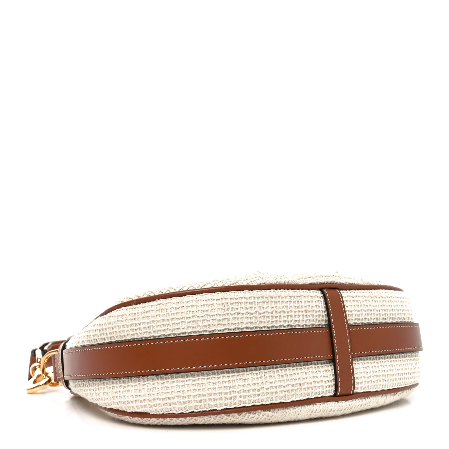 Crochet Embroidered Ava Triomphe Shoulder Bag White Tan - Image 4
