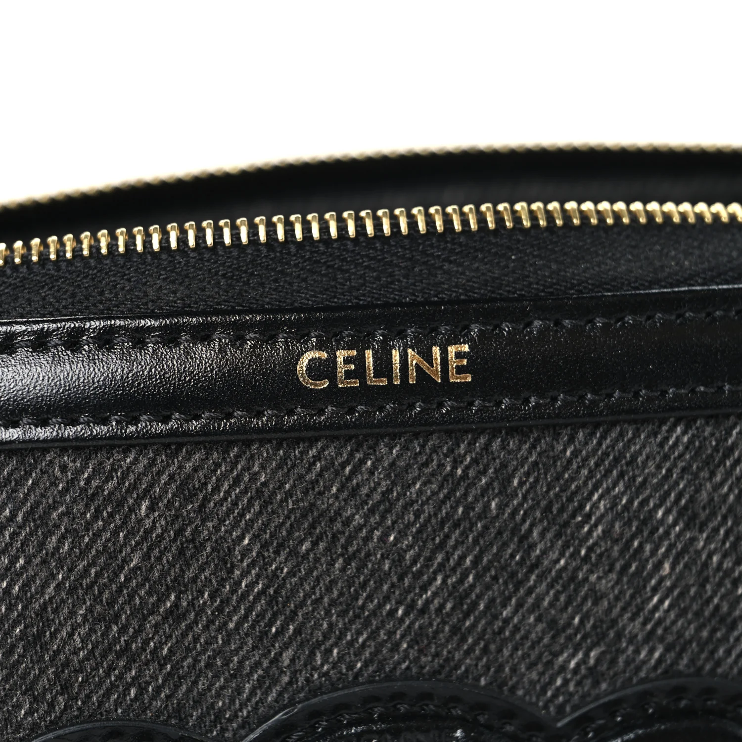 Denim Cuir Triomphe Clutch On Chain Dark Grey - Image 6