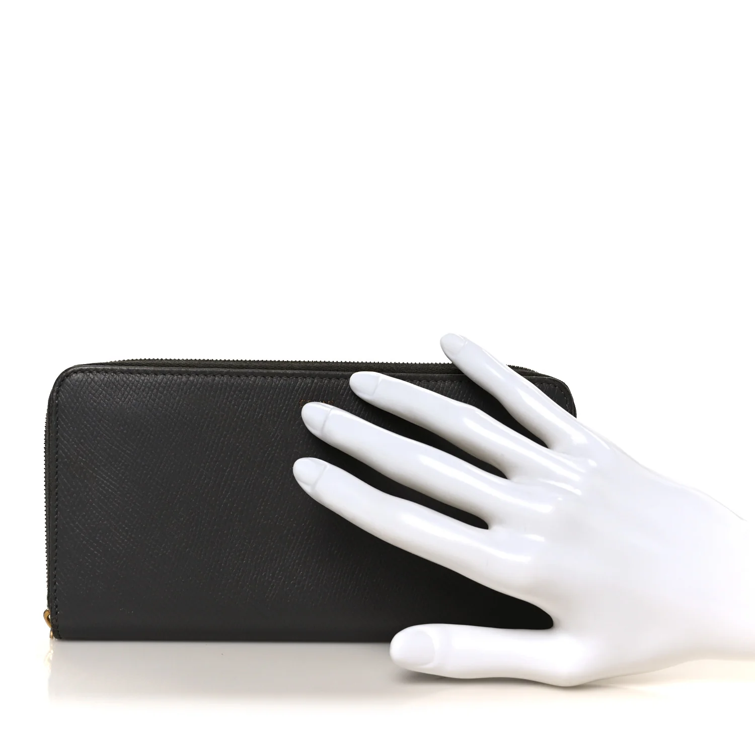 Drummed Calfskin Large Zip Around Multifunction Wallet Grey - Image 2