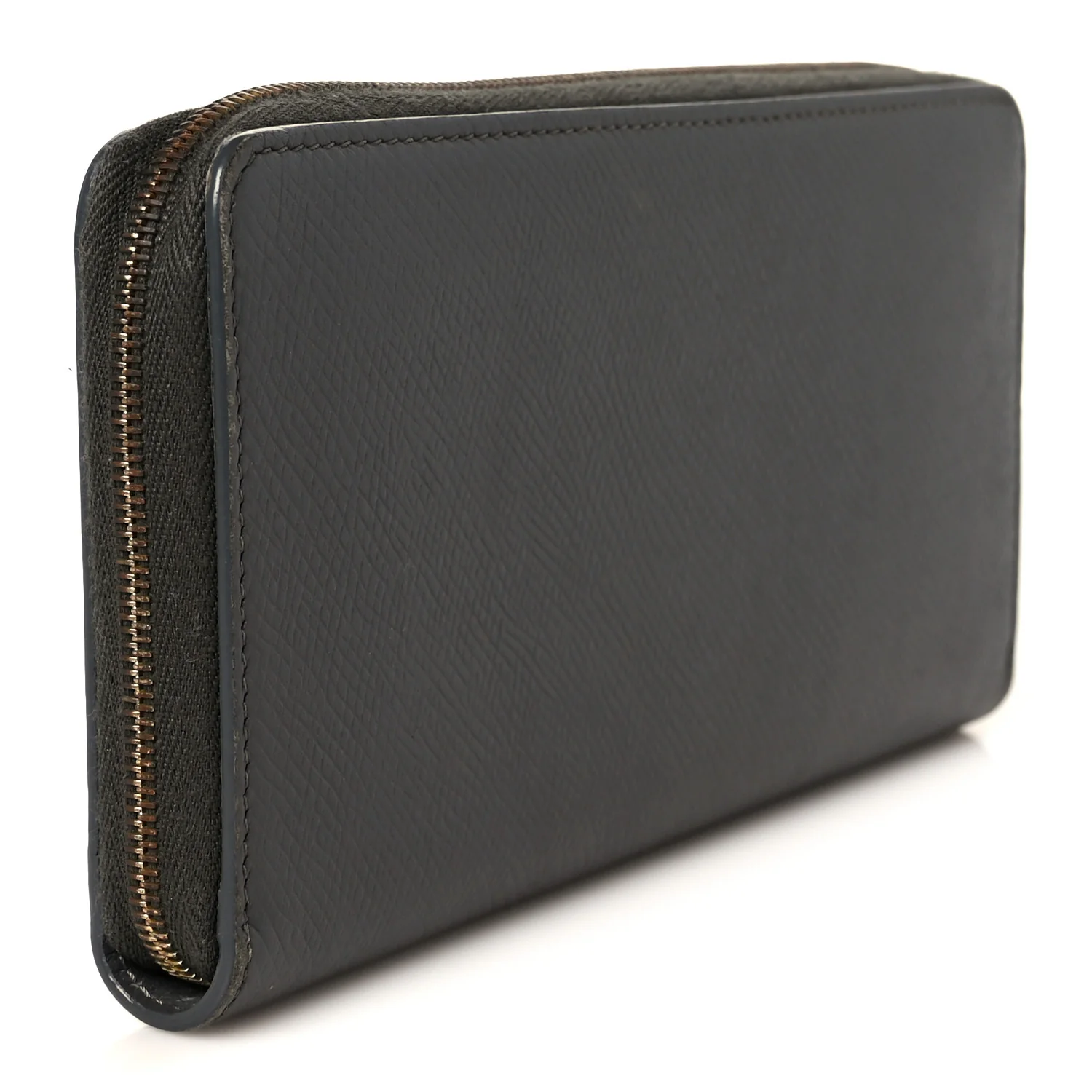 Drummed Calfskin Large Zip Around Multifunction Wallet Grey - Image 3