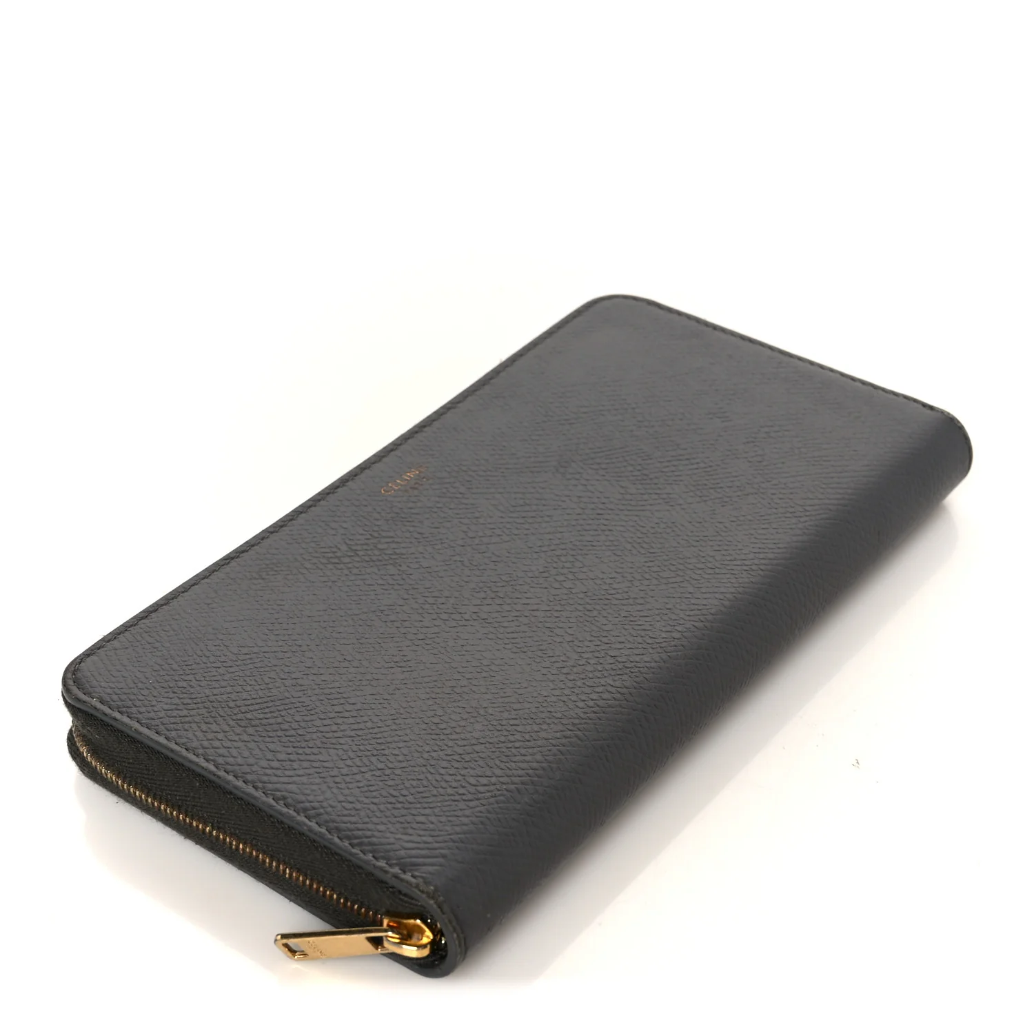Drummed Calfskin Large Zip Around Multifunction Wallet Grey - Image 4