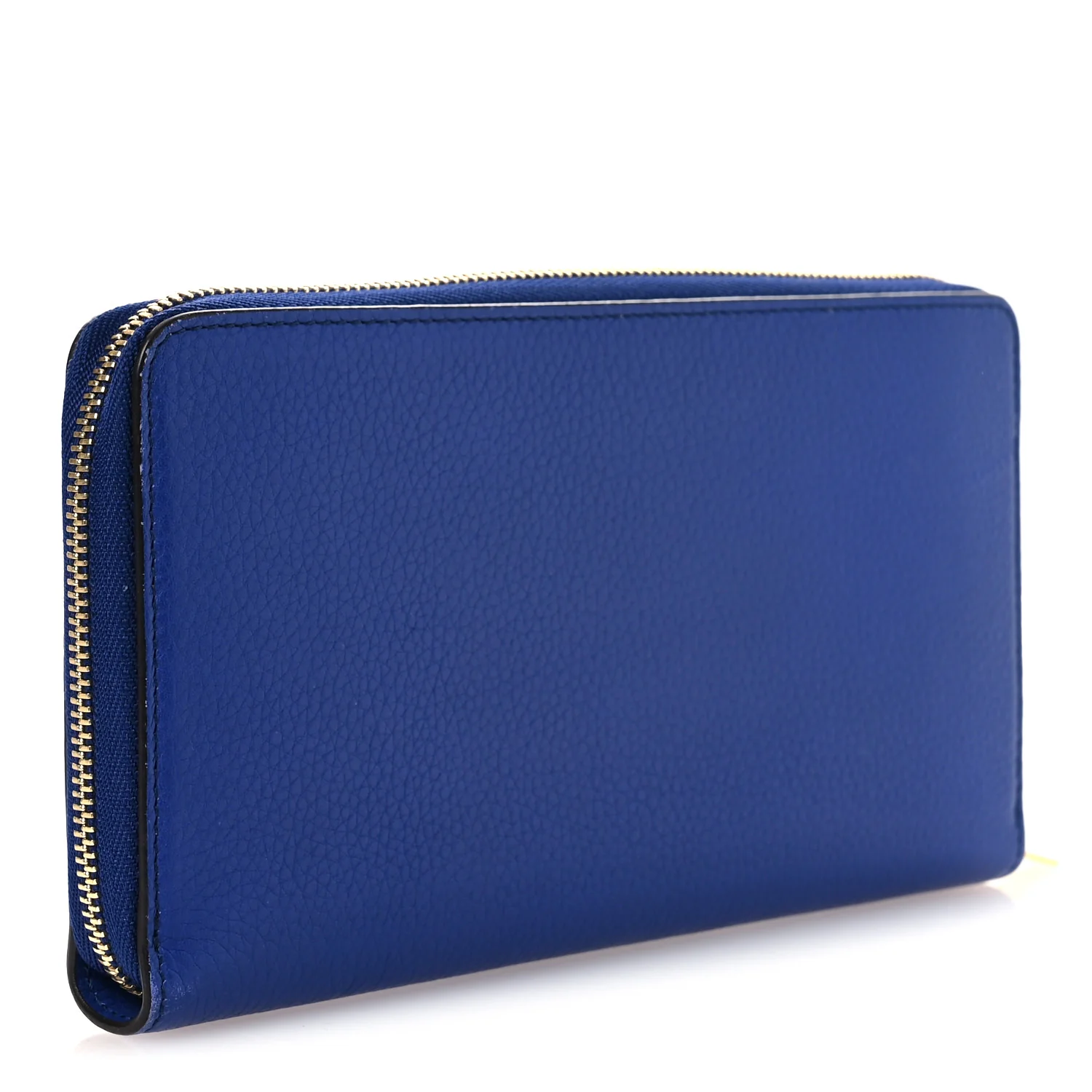 Drummed Calfskin Large Zip Around Multifunction Wallet Indigo - Image 3