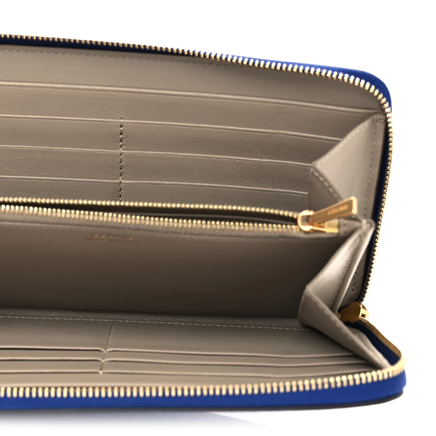 Drummed Calfskin Large Zip Around Multifunction Wallet Indigo - Image 5