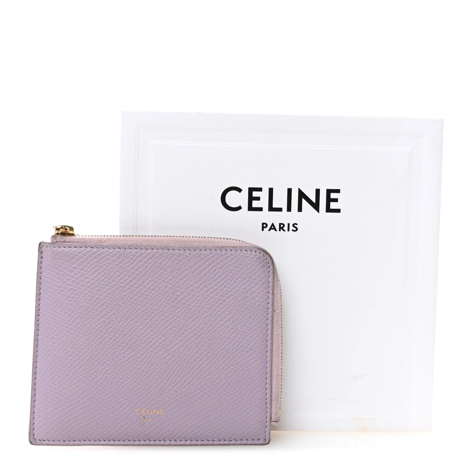 Drummed Calfskin Medium Half Zip Multifunction Wallet Coin Purse Liliac - Image 12