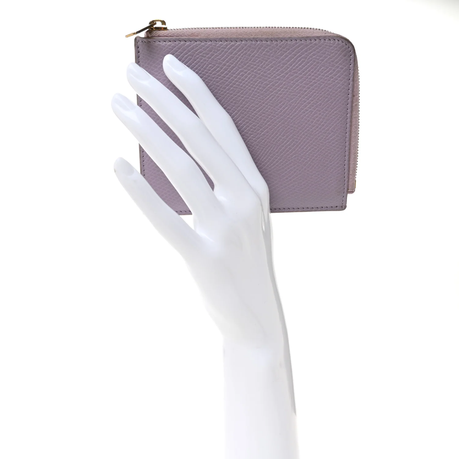 Drummed Calfskin Medium Half Zip Multifunction Wallet Coin Purse Liliac - Image 2