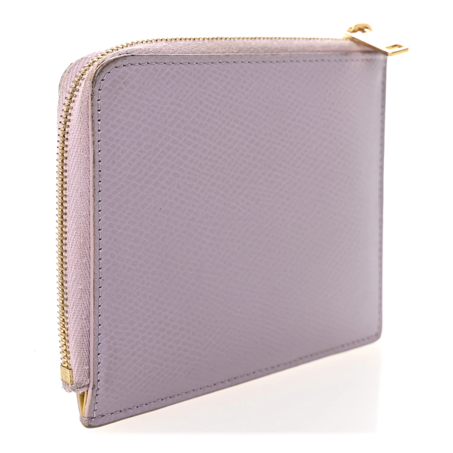 Drummed Calfskin Medium Half Zip Multifunction Wallet Coin Purse Liliac - Image 3