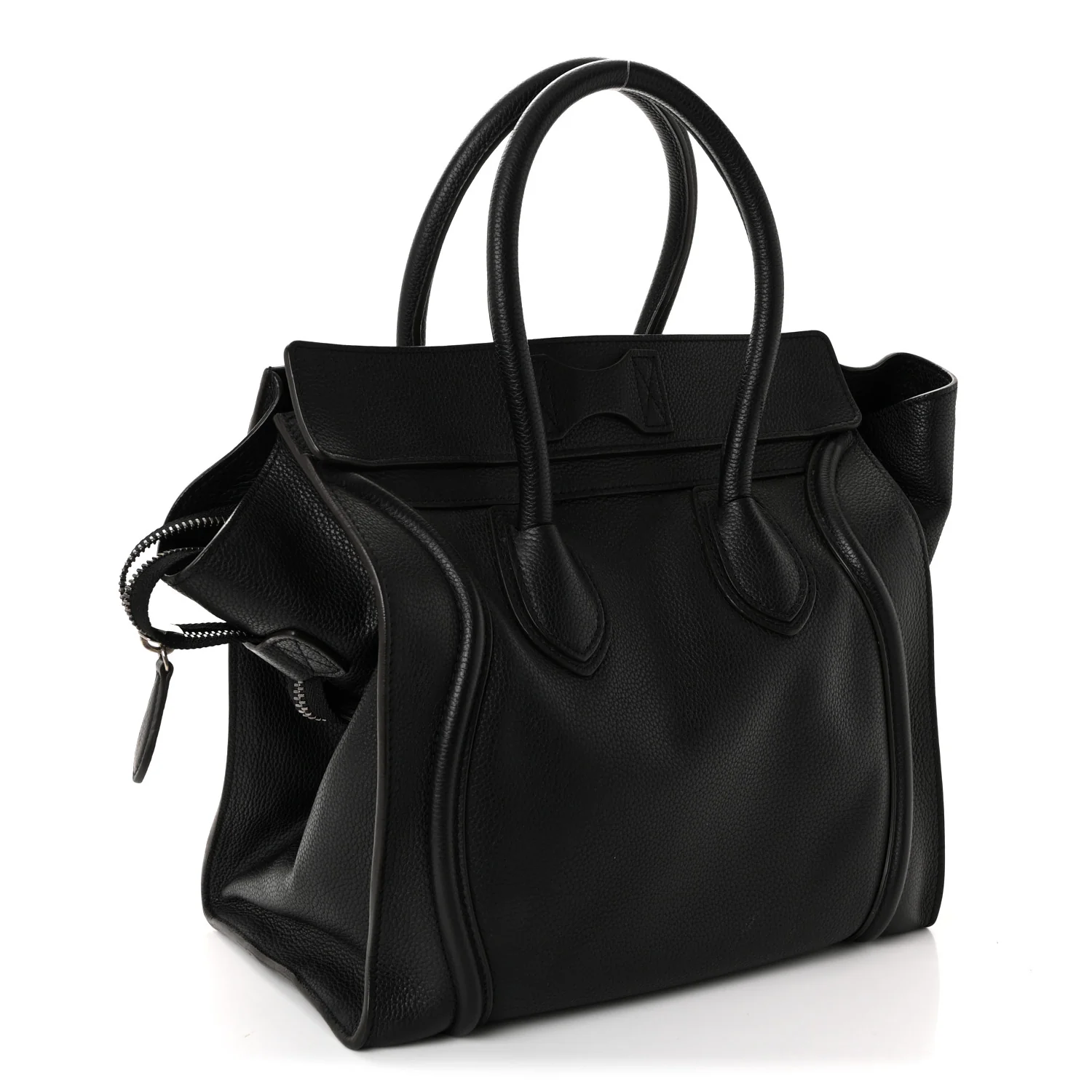 Drummed Calfskin Mini Luggage Black - Image 3