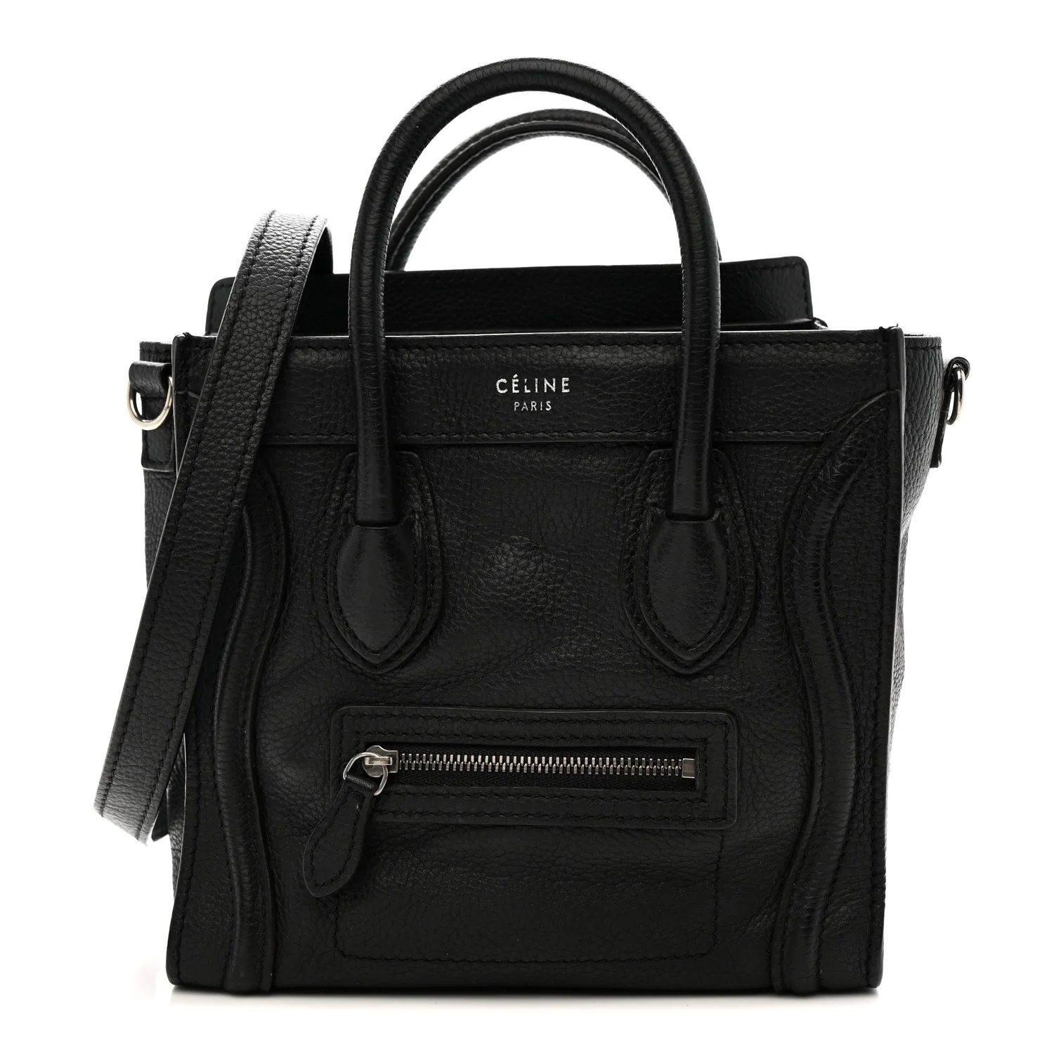 Drummed Calfskin Nano Luggage Black