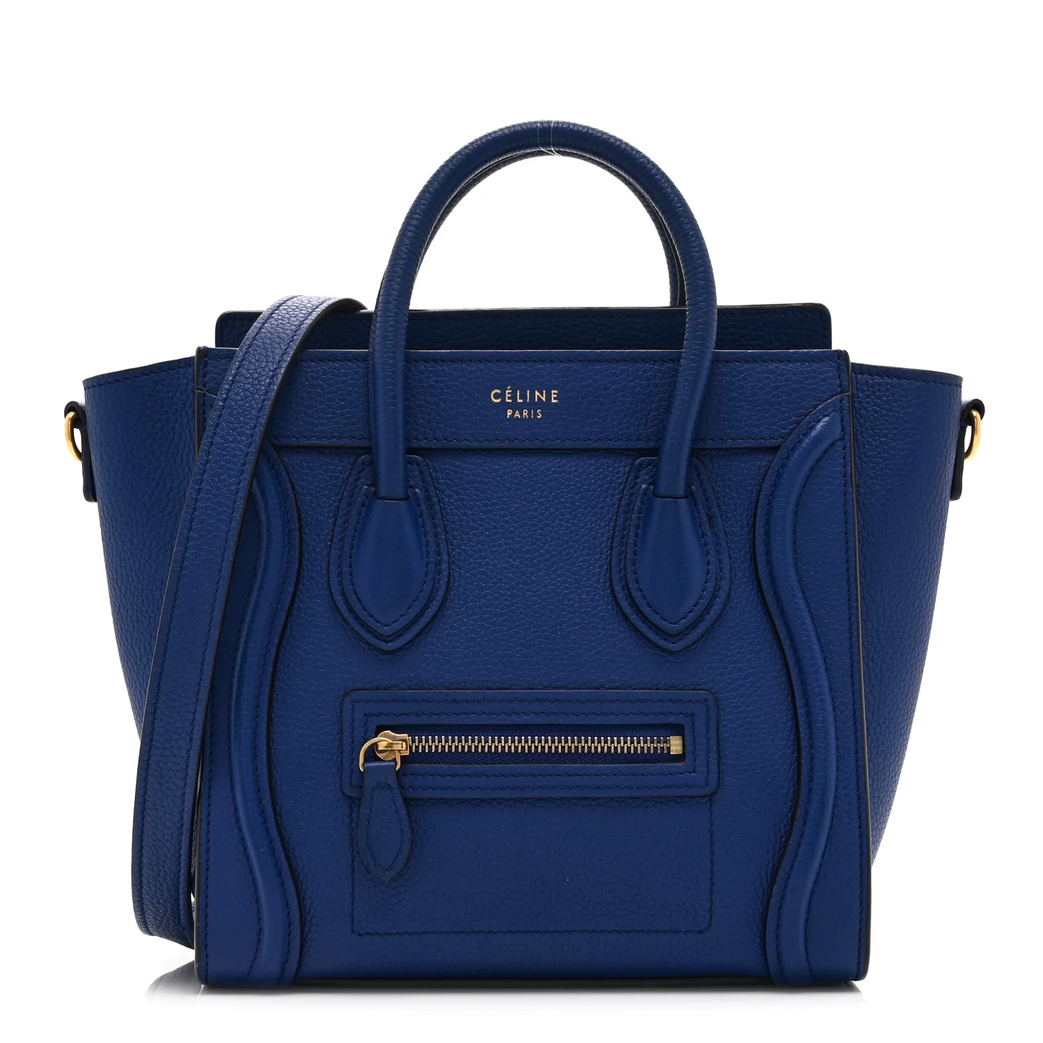 Drummed Calfskin Nano Luggage Indigo