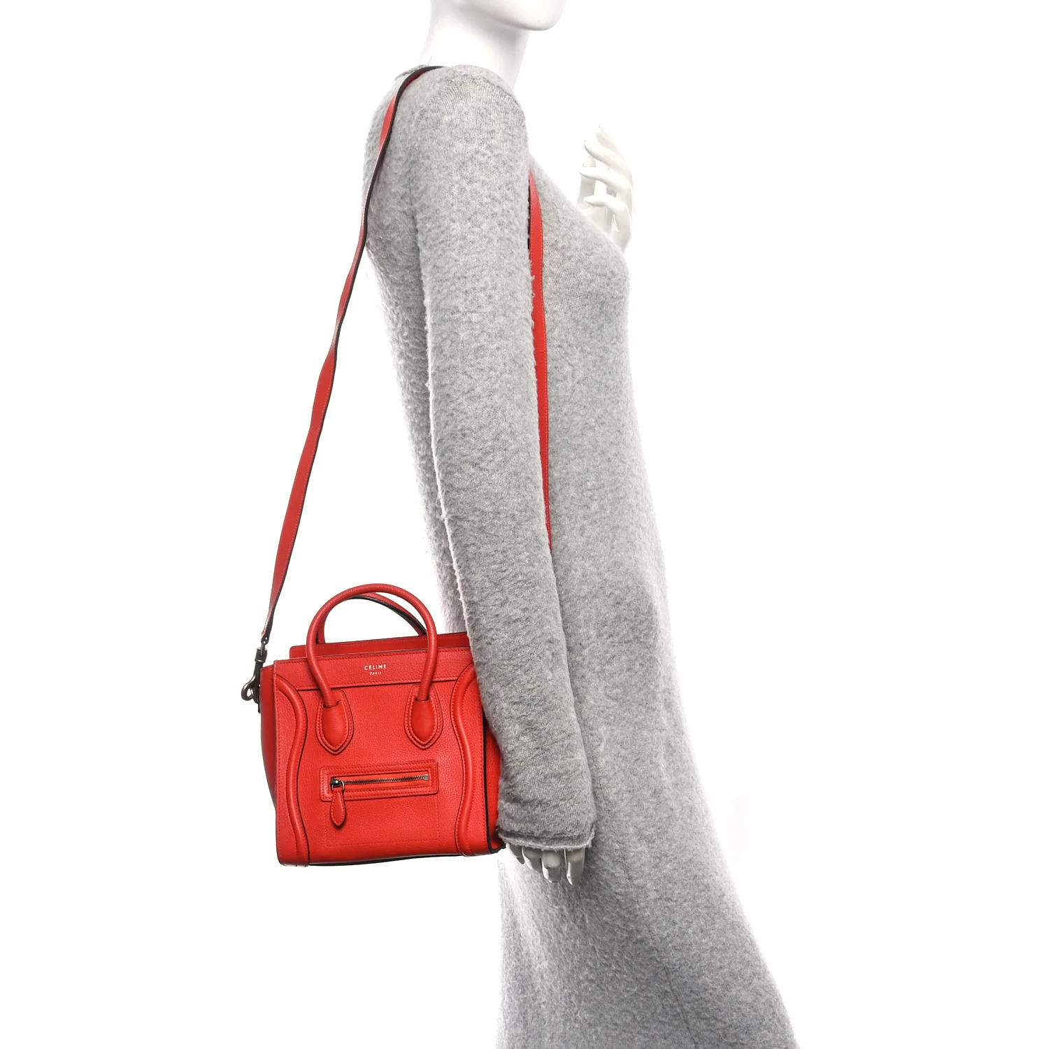 Drummed Calfskin Nano Luggage Vermillion - Image 2