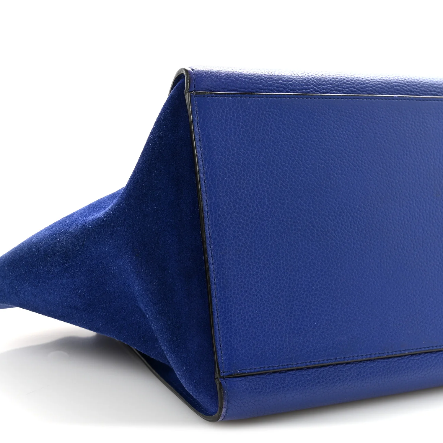 Drummed Calfskin Suede Medium Trapeze Indigo - Image 8