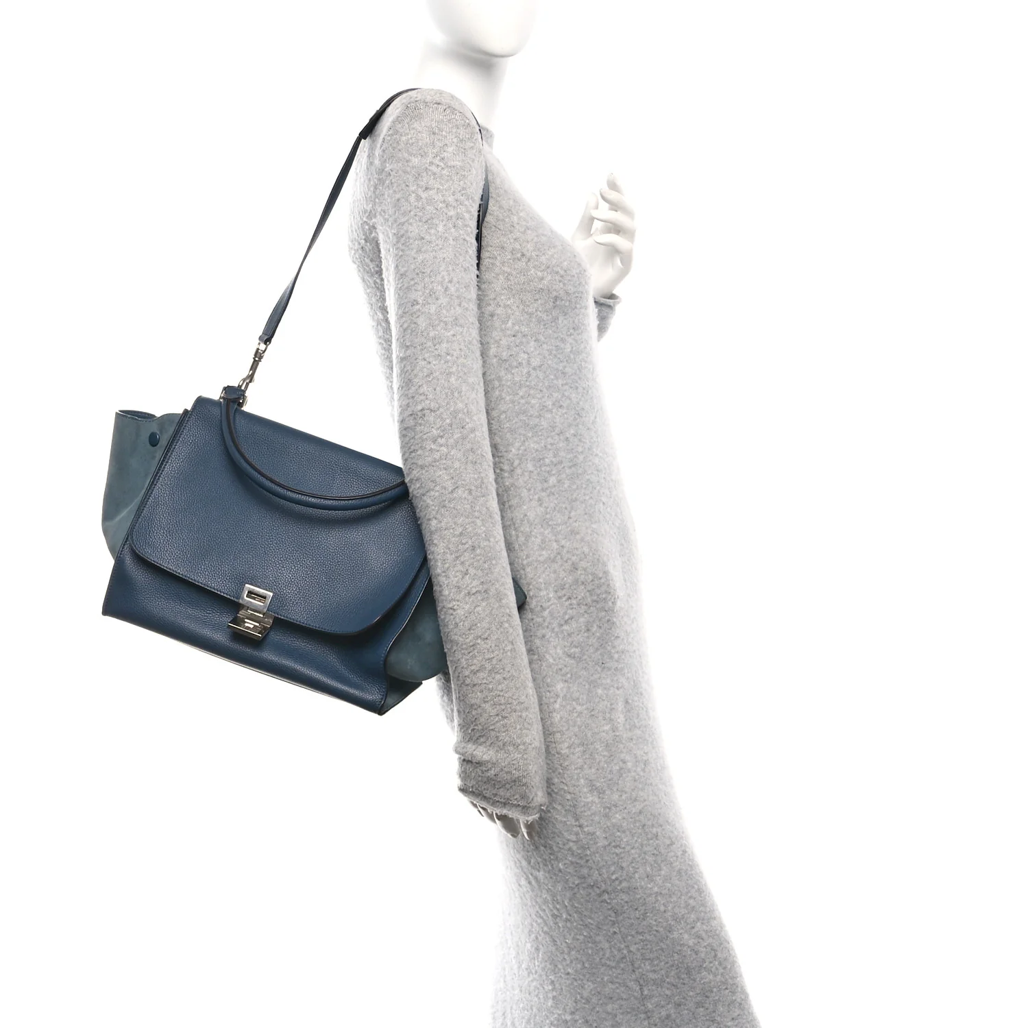 Drummed Calfskin Suede Medium Trapeze Orage - Image 2