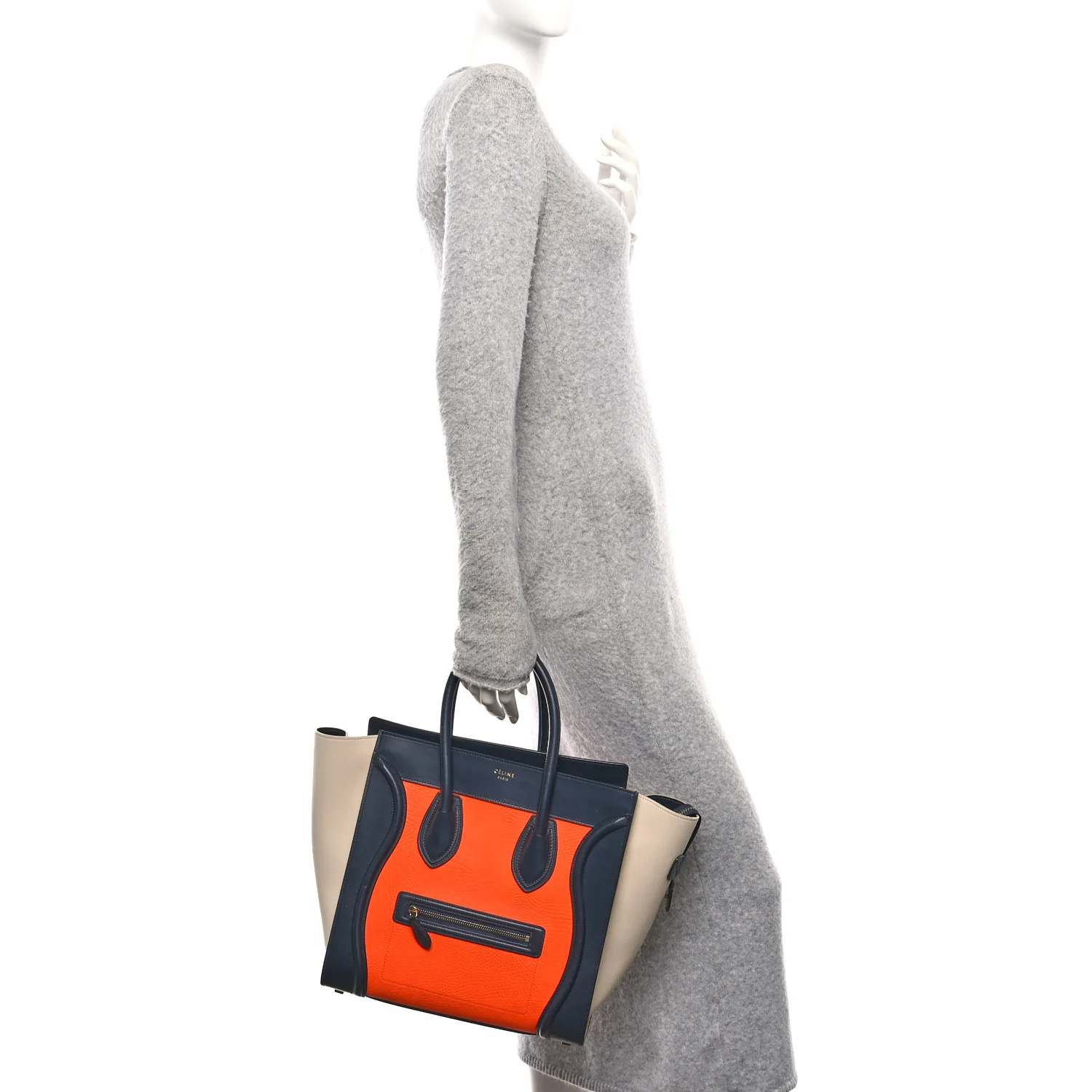 Elephant Calfskin Mini Tri-Color Luggage Bright Orange - Image 2
