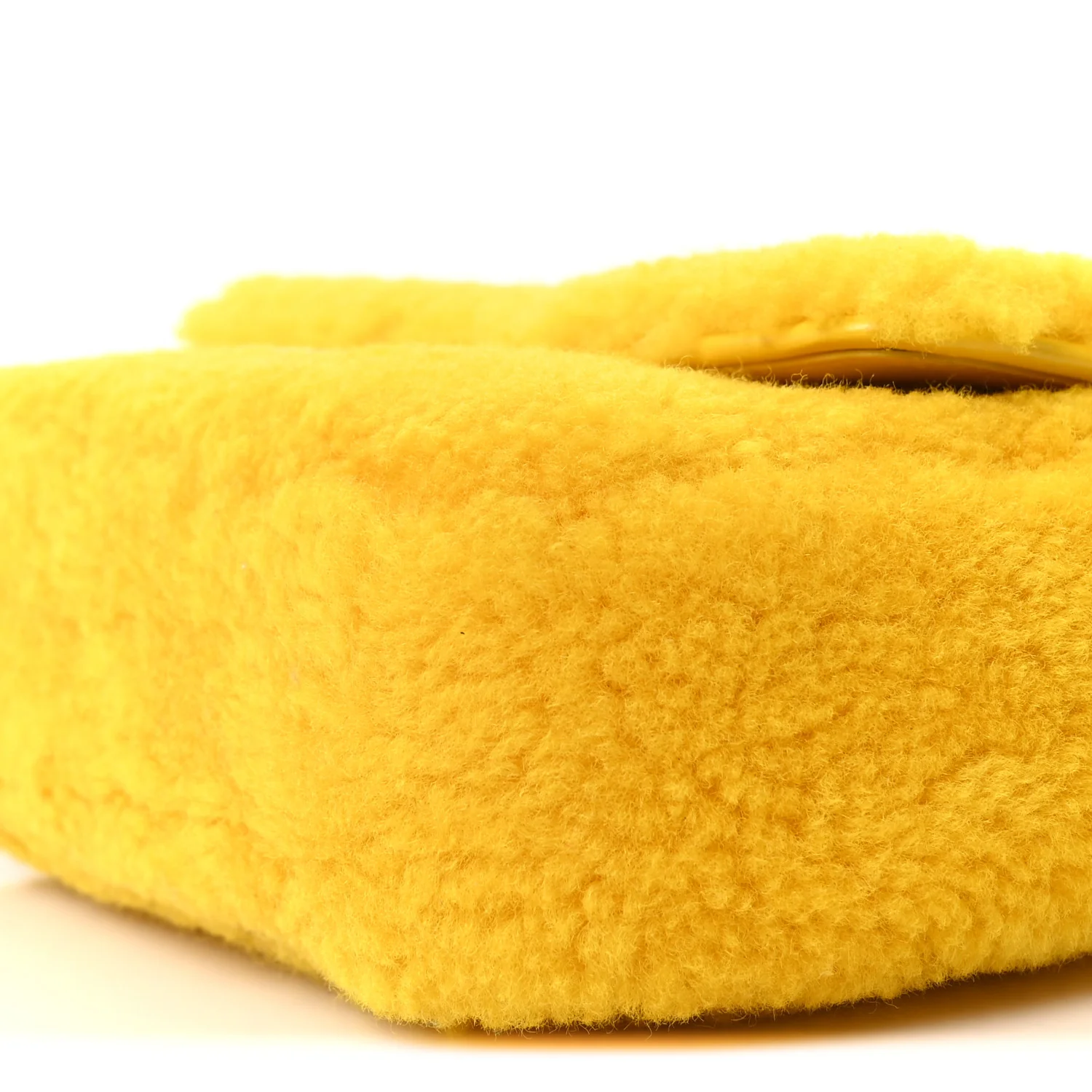Fluffy Shearling Triomphe Claude Chain Shoulder Bag Yellow - Image 11