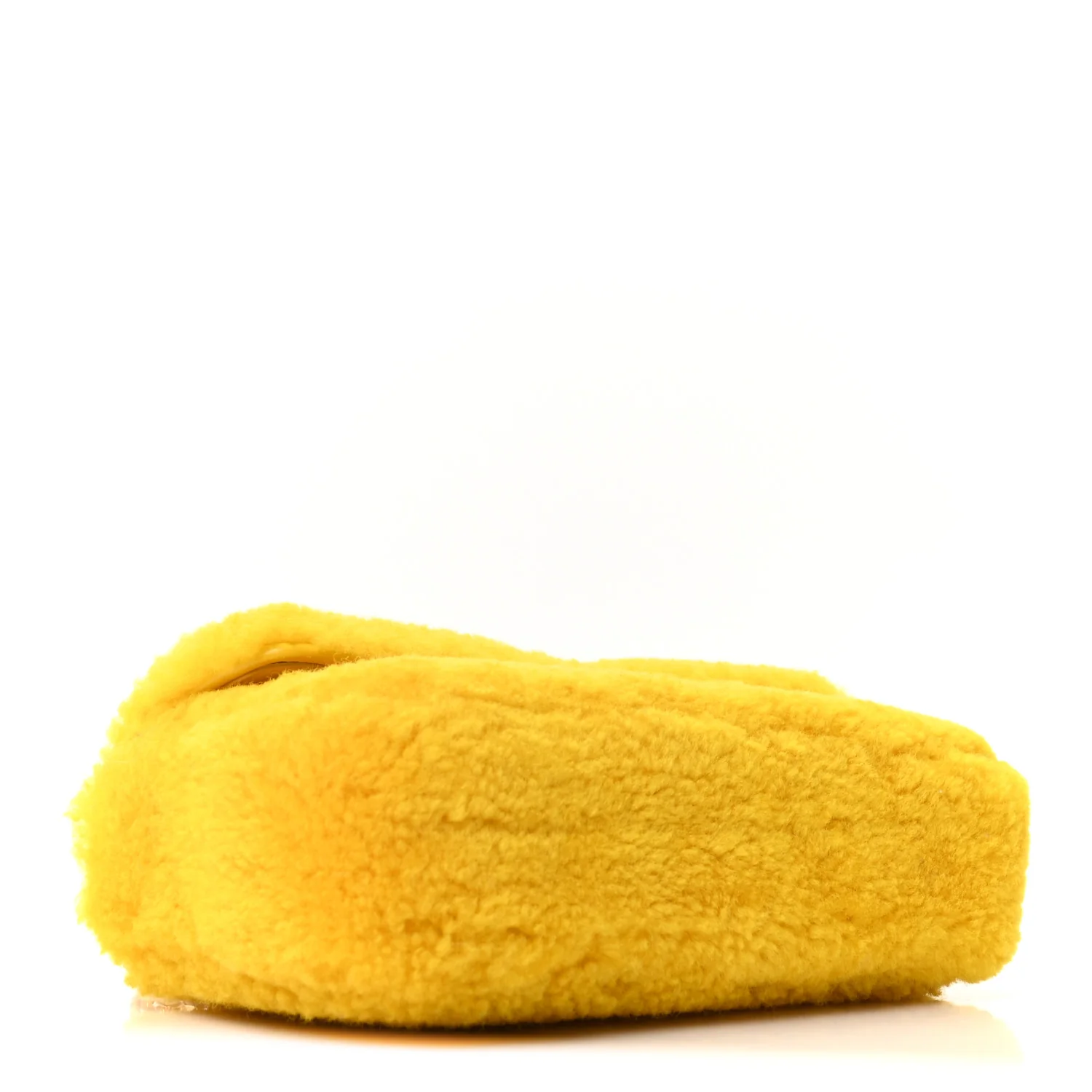Fluffy Shearling Triomphe Claude Chain Shoulder Bag Yellow - Image 4