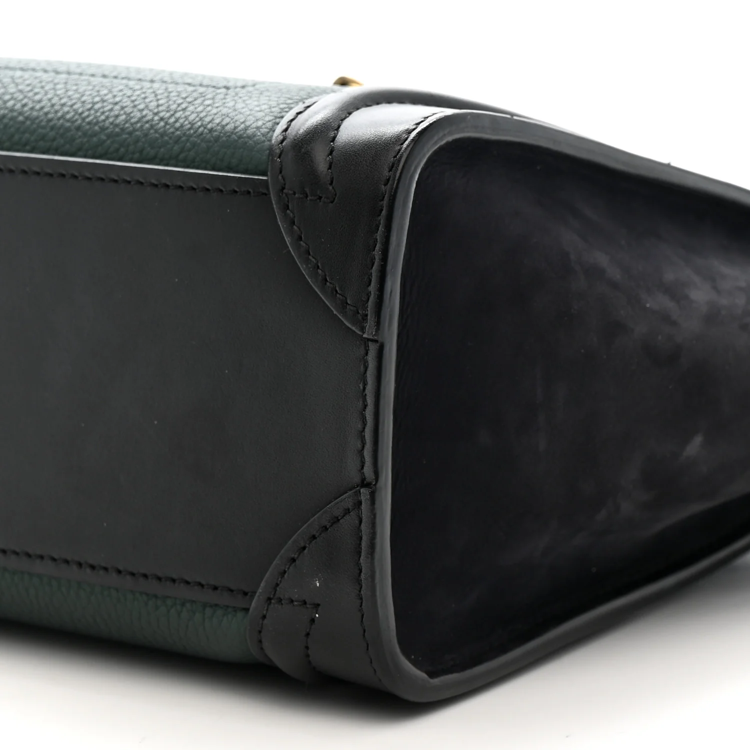 Grained Baby Calfskin Nubuck Nano Bi-Color Luggage Dark Green Navy - Image 10
