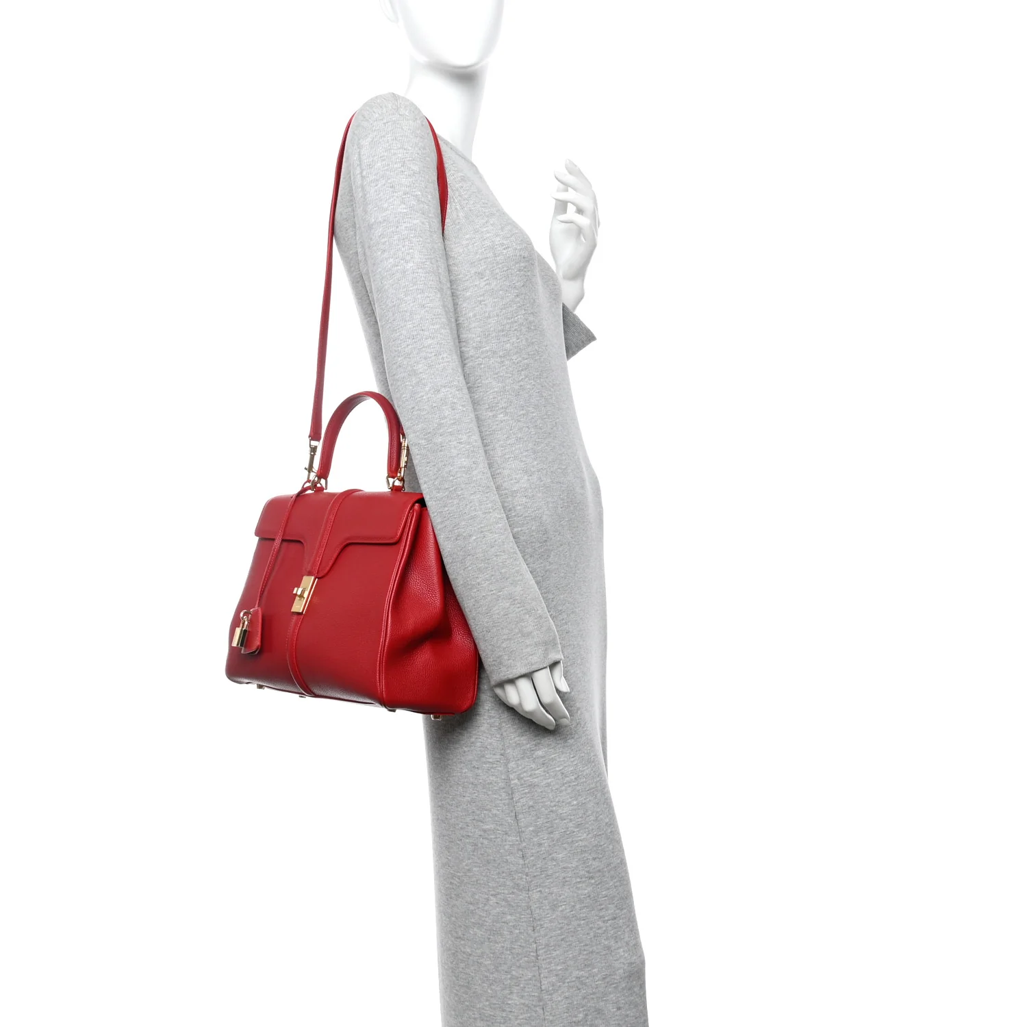 Grained Calfskin Classique 16 Top Handle Bag Red - Image 2