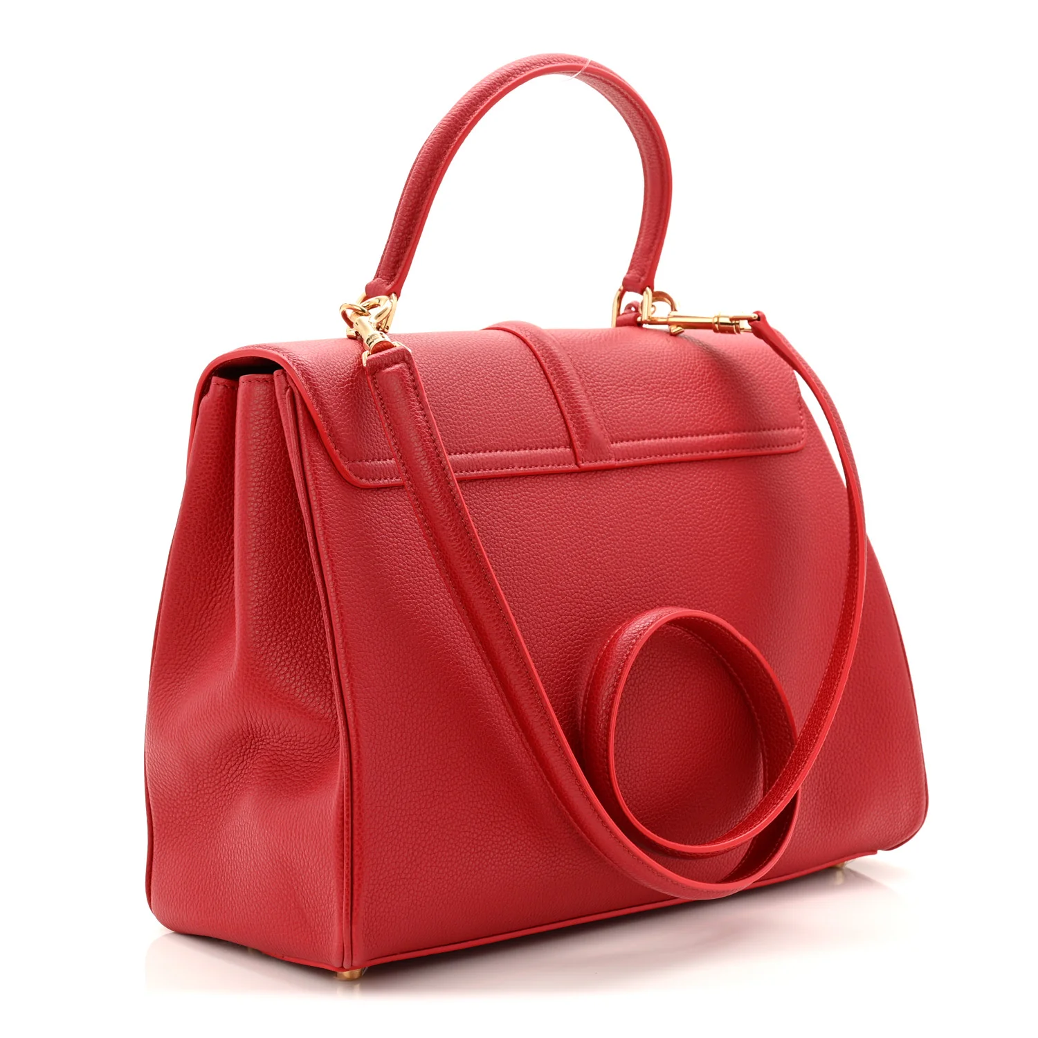 Grained Calfskin Classique 16 Top Handle Bag Red - Image 3